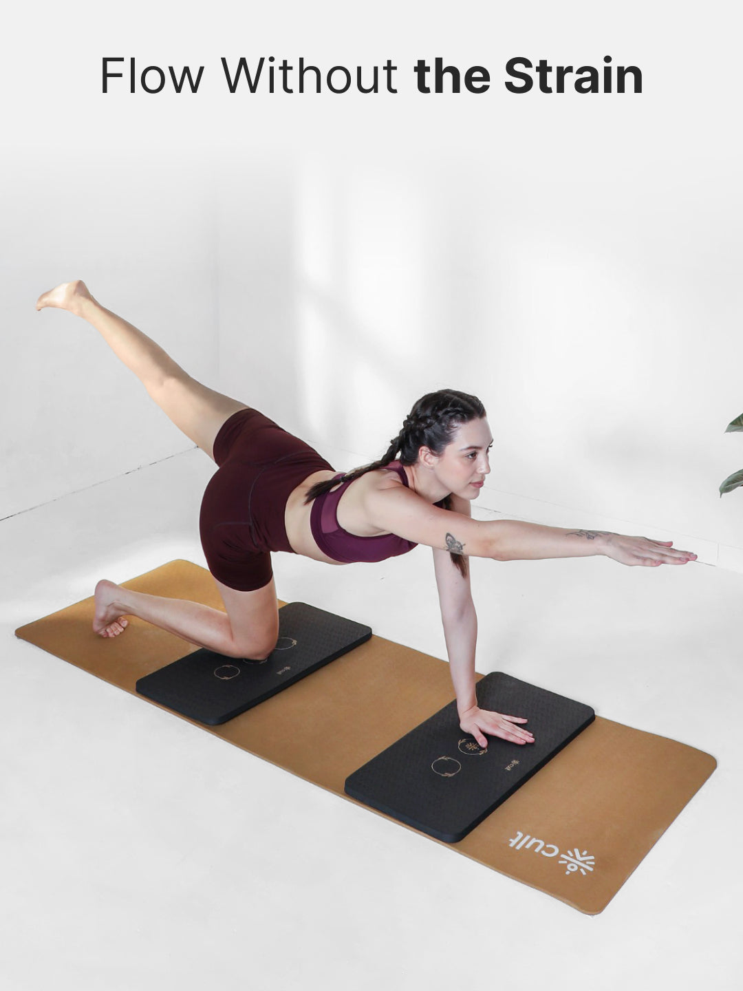Cult Yoga Essentials Combo  Black (6mm TPE Mat + Pair of Knee Pad + Yoga Belt)