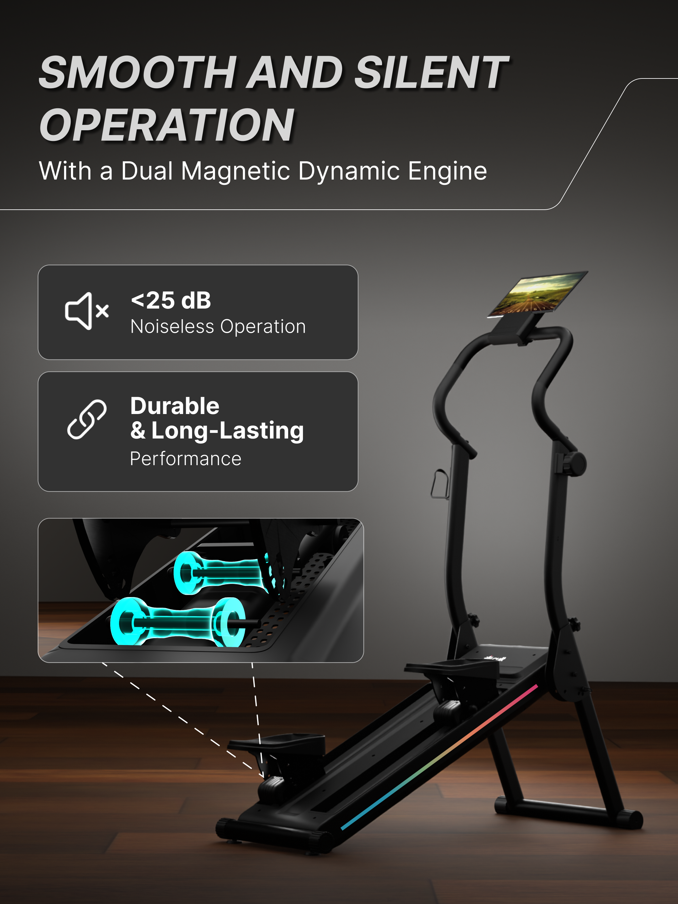 Cult Ever Climb Climber Machine | 150 kg Max Weight | 8-Level Magnetic Resistance | 3-Level Incline & Pedal Inclination | Foldable with Wheels | LED Display & Tablet Holder | Ideal for Home use (with 6 months extended warranty)