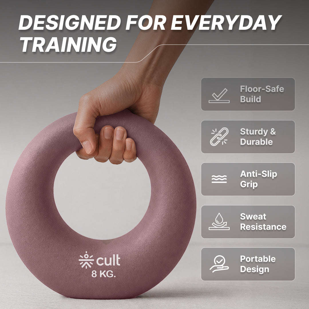 Cult Moon Kettlebell 8 Kg with Neoprene Coating, Cast Iron Core, Wide Handle & Stable Base for Strength Training & Home Workouts (with 6 Months Extended Warranty)