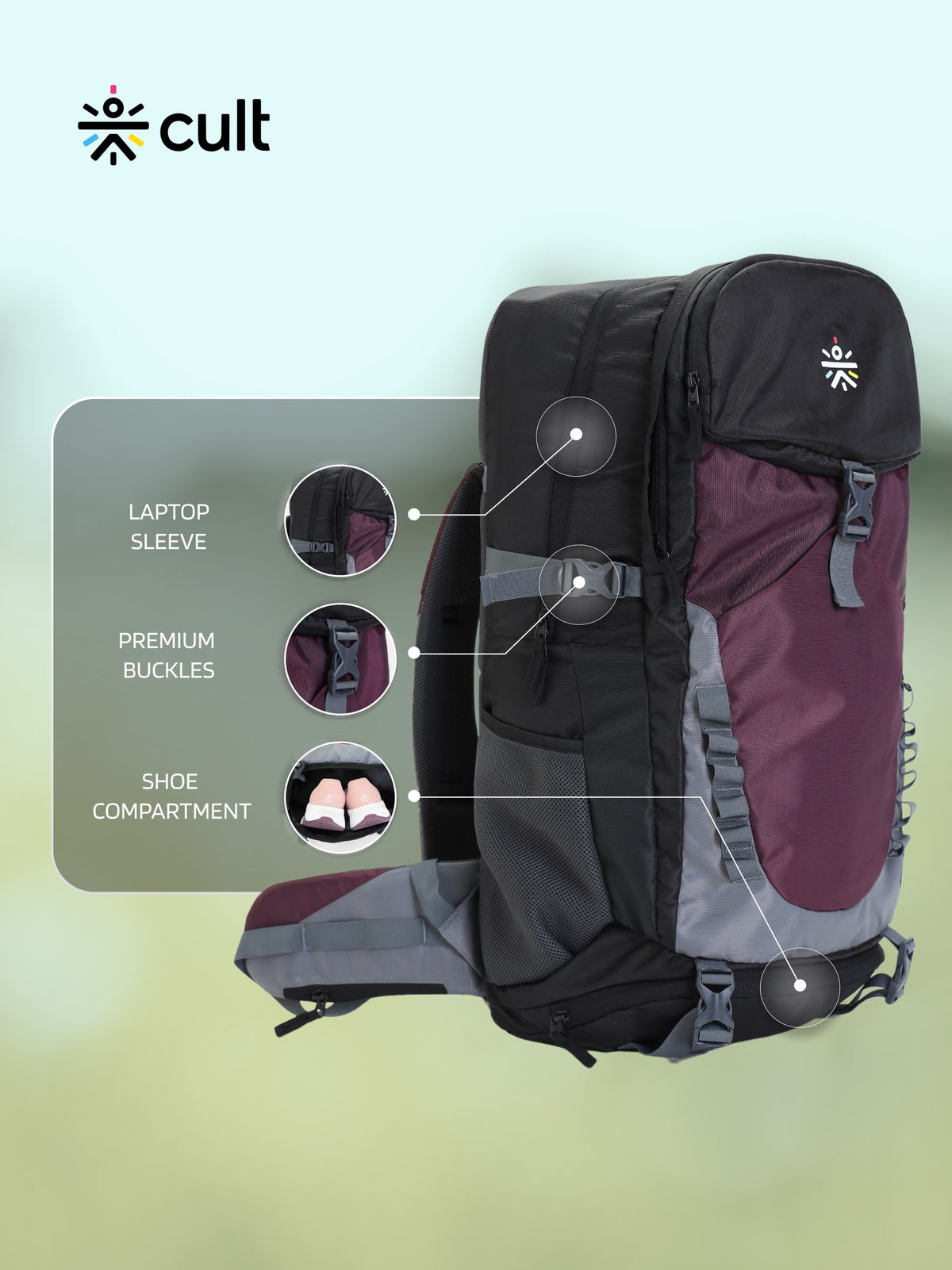 Travel Rucksack 60 L Maroon