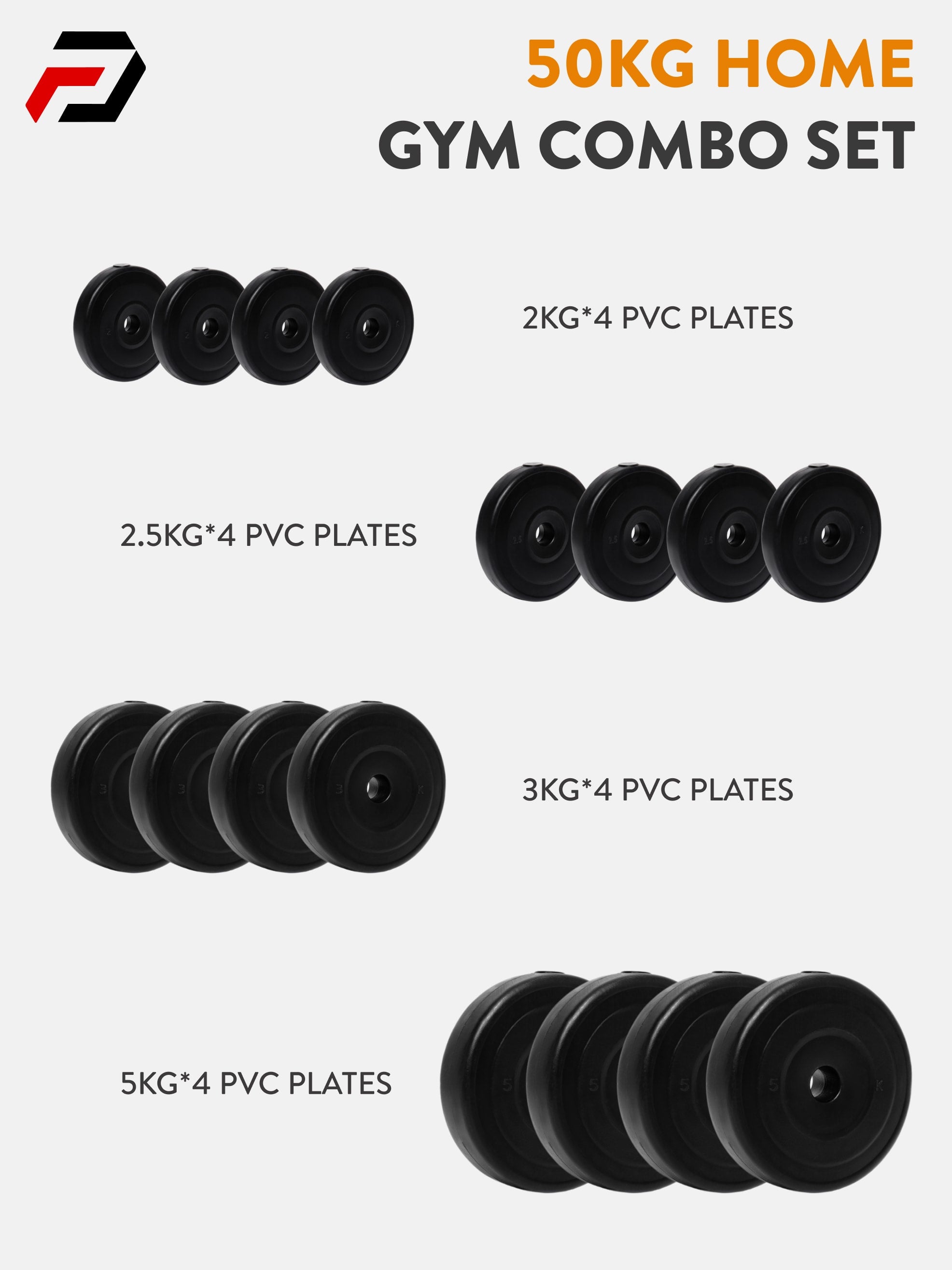 50 kg PVC Curl, Straight Rod Home Gym Combo