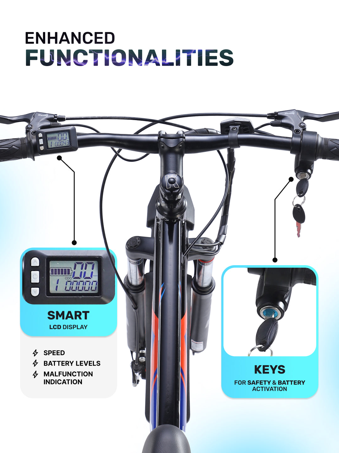 ESCALATOR 27.5T BLUE with 250W BLDC Motor| 4 Hours Fast Charge| 7.8 Ah Li-ion Battery| Up to 35 Km| 27.5 Inches Wheels| Single Speed Electric Cycle | Ideal for 15+ Years