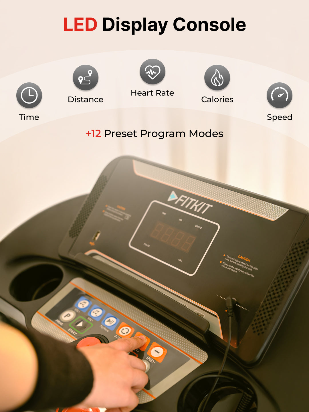 FT98Steel 3HP Treadmill | 3-Level Manual-Incline | Max Speed-12.8kmph | Max Weight-100kg (with 6 months extended warranty)