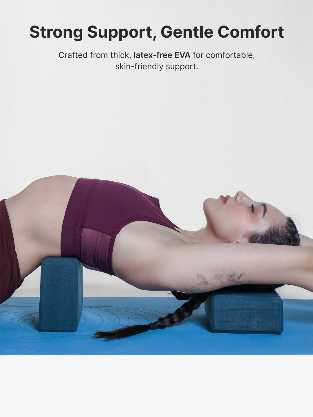 Pack of 2 EVA Yoga Blocks 80mm Blue  Non-Toxic, Anti-Skid & Durable