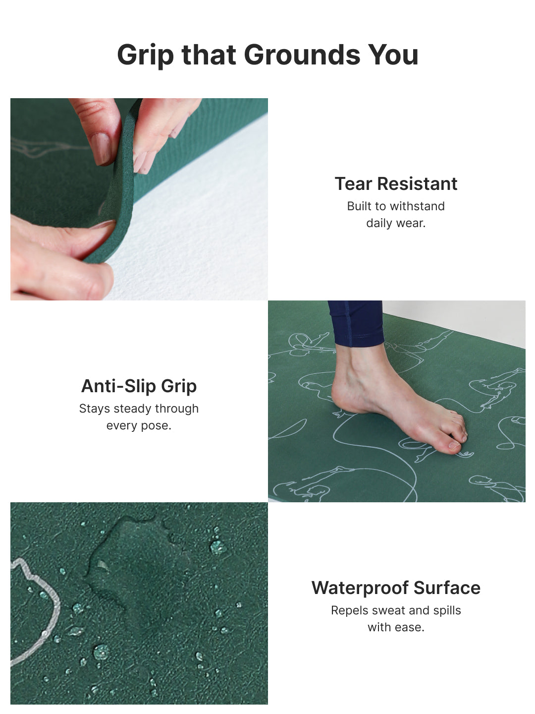 Cult TPE Yoga Mat, Non-Toxic Latex-Free, Anti-Slip, Extra-Thick Cushioning, Tear-Resistant, Travel Strap 6mm (Forest Green)
