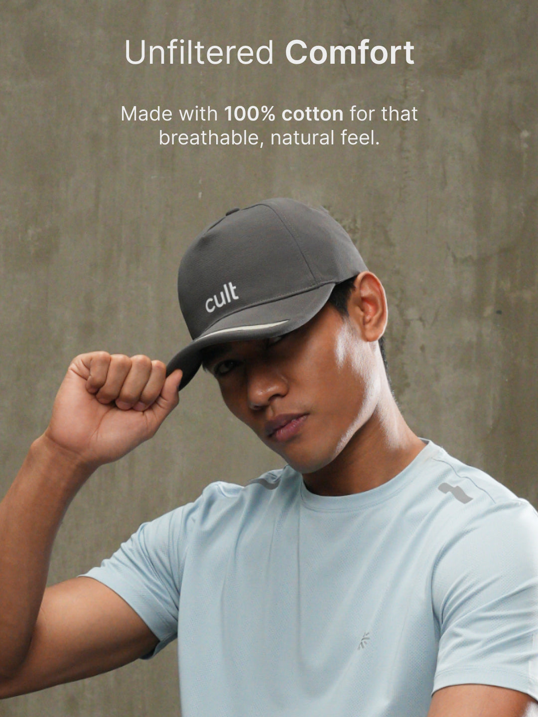 cult Front Pop Cap Charcoal with Grey- Unisex Adjustable Cap for Men & Women