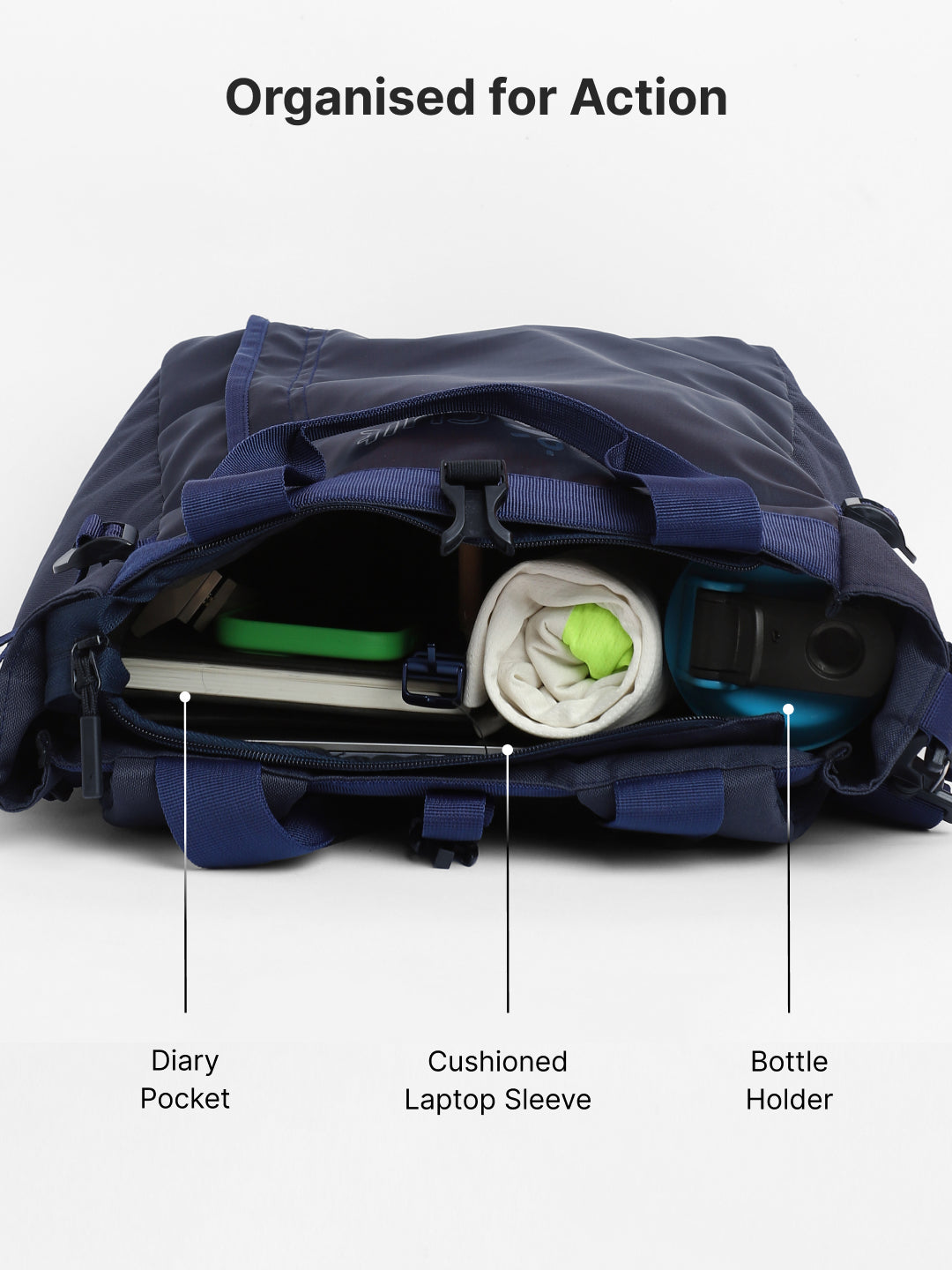 Work to Play Laptop Backpack 35L - Water-Repellent, Multi-Functional Bag with Trolley Sleeve With Shoe Bag - Blue