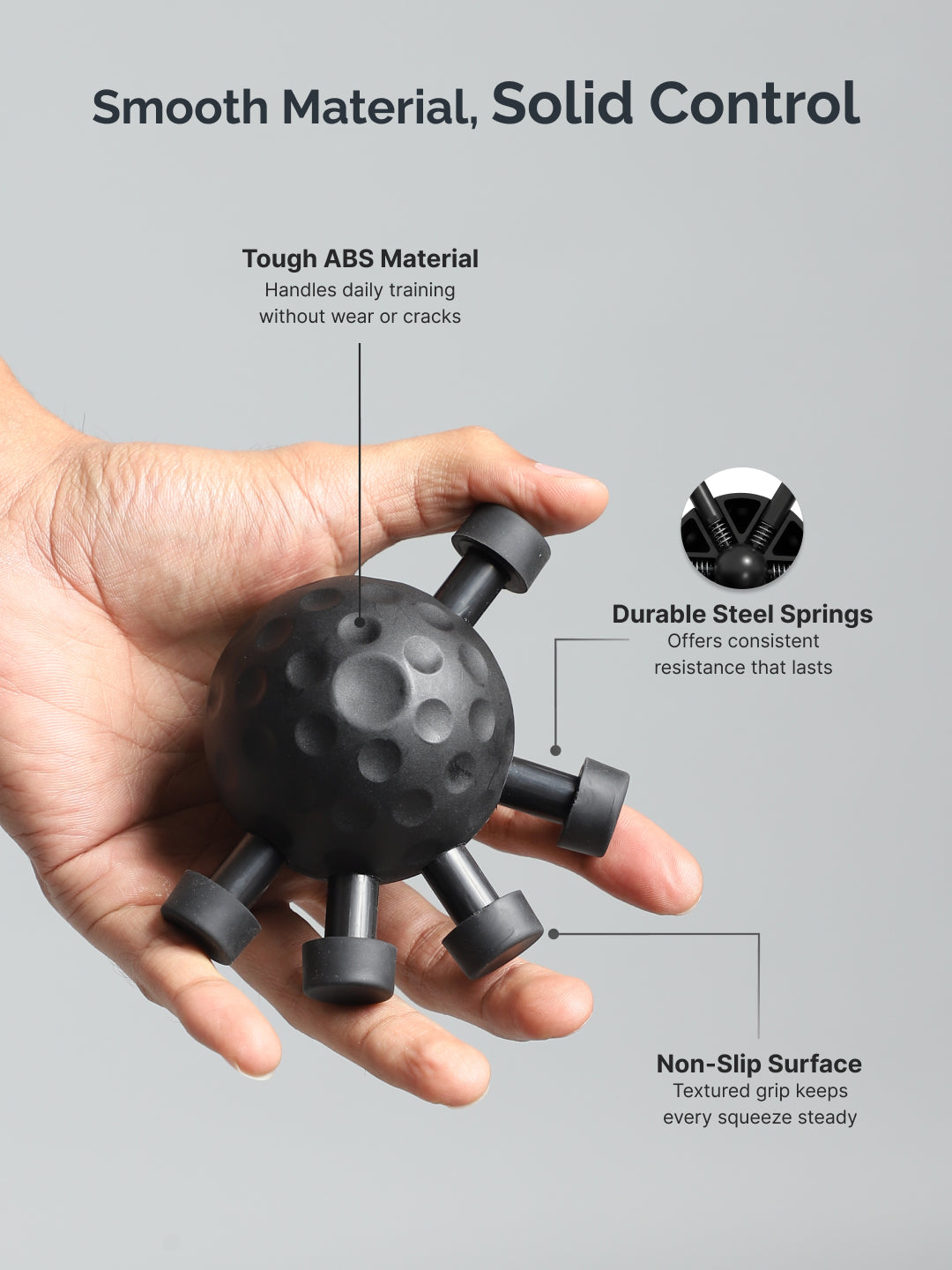CULT Round Hand Gripper upto 30kg Resistance Portable ABS Grip Strengthener for Forearm, Wrist & Finger Training Black