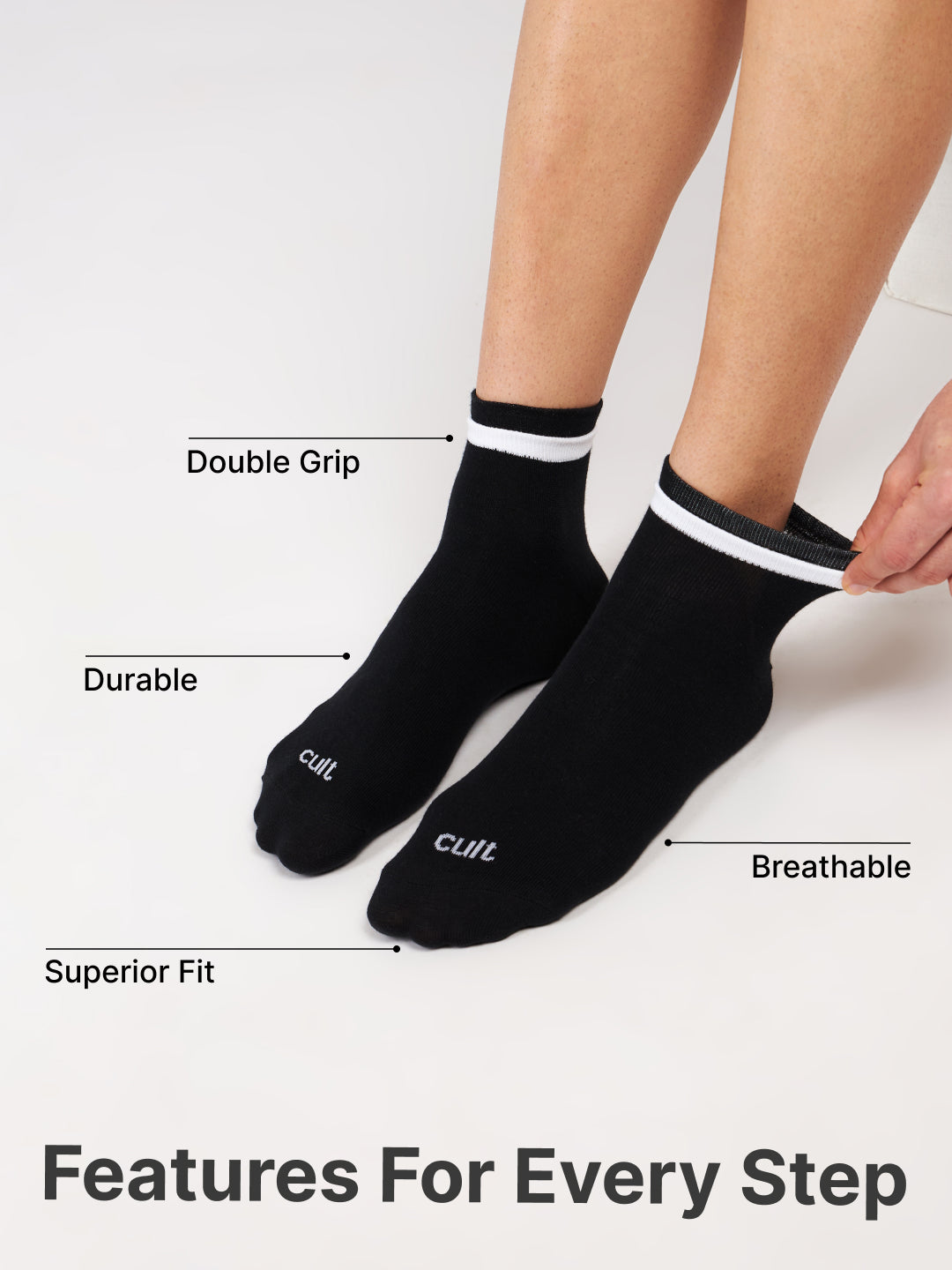 Casual Ankle Length Pack of 3 Grey,Black & White Men's Cotton Socks