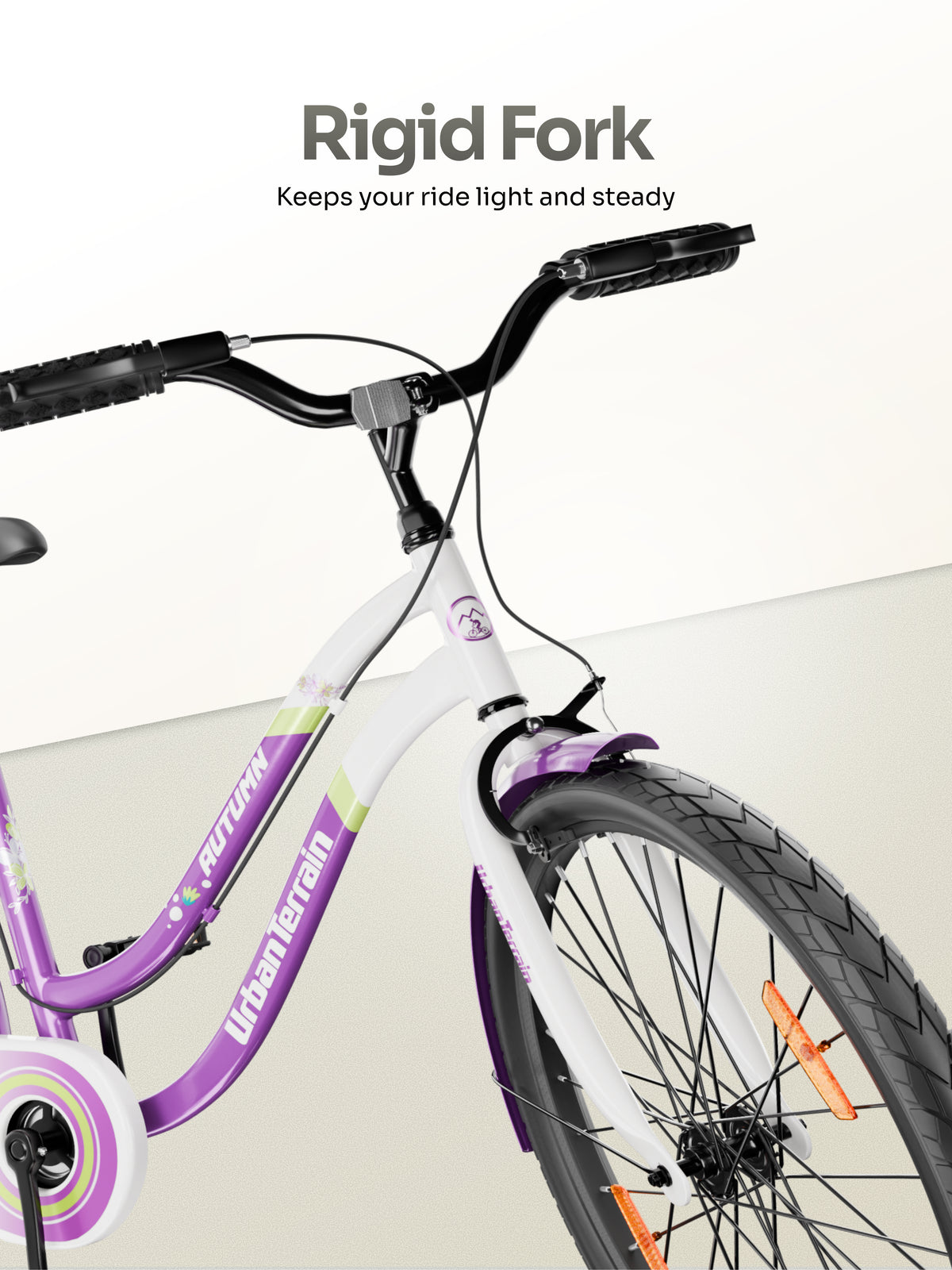 Autumn Women Cycle Steel 26 inch Tyre Single Speed With Single Wall Rim, Caliper Brakes and Rigid Fork, Voilet