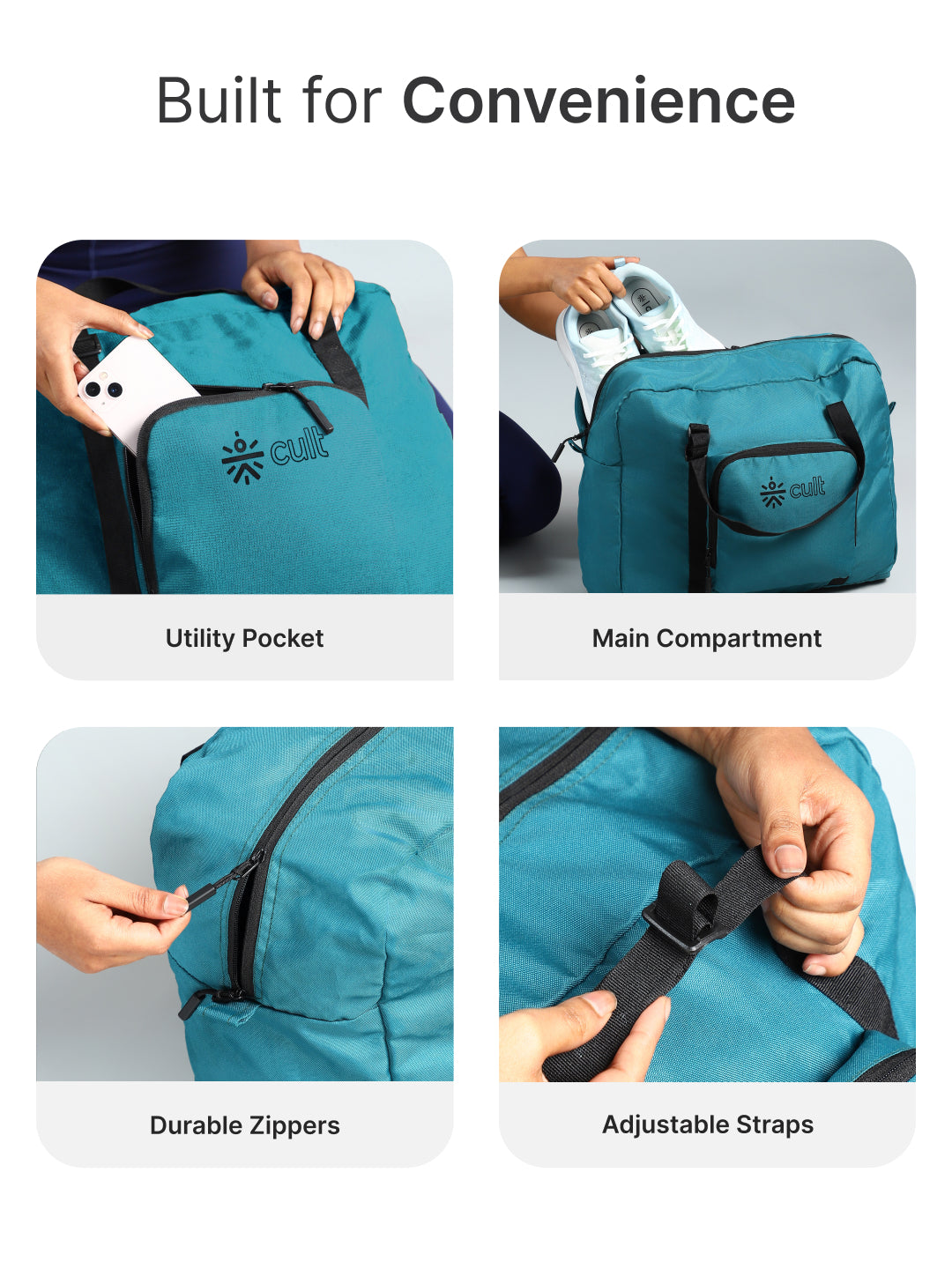 cult Foldable Duffle Bag  30L Teal