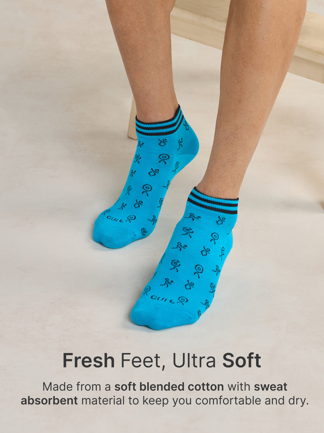 CULT Men's Ankle Length Cotton Socks  Ultra Soft, Breathable & Anti-Microbial  Casual & Sports Socks with Moisture-Absorbent Fabric
