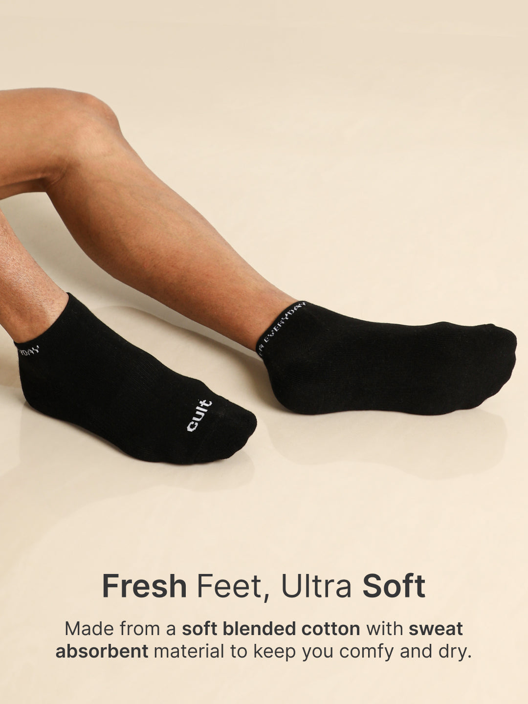 Sports Low Ankle Length Grey,White & Black Pack of 3 Men's Cotton Socks