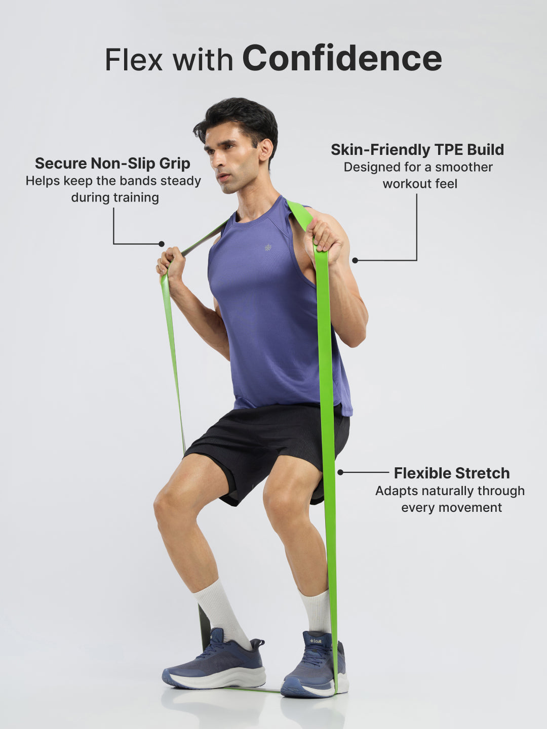 cult Resistance Band(20-55kgs Resistance) for Men & Women Green Grey