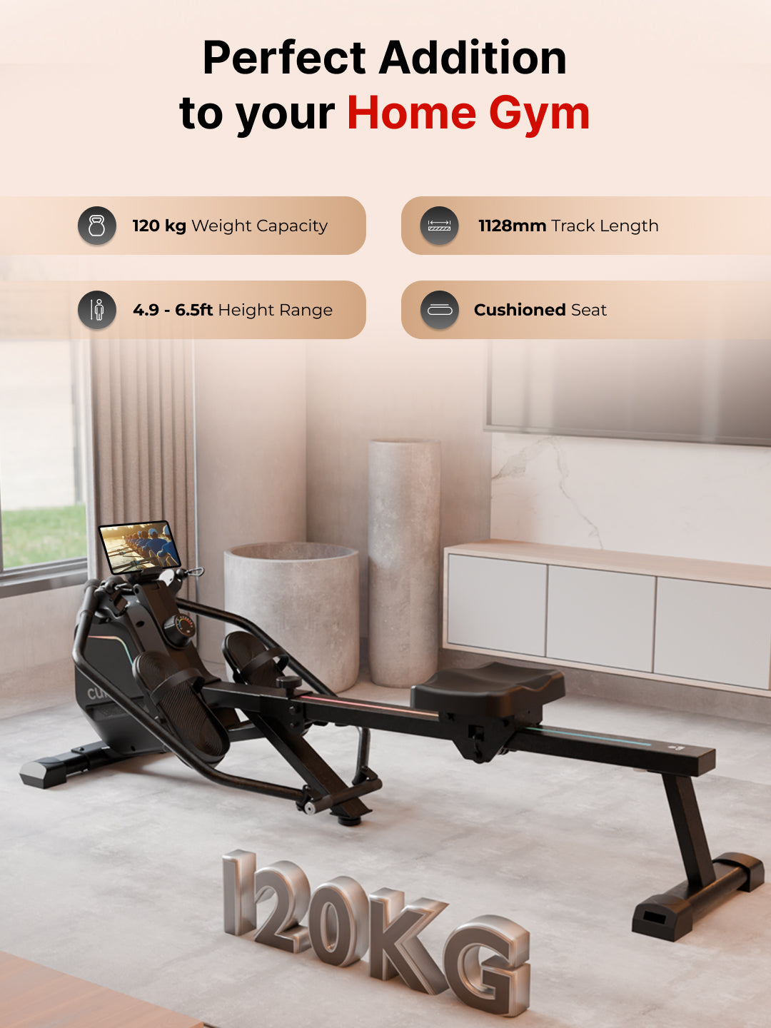 Cult SmartRowDualGlide Full-Motion Magnetic Rower | 120Kg Max Weight | Quiet Home Use Rowing Machine (with 6 months extended warranty)