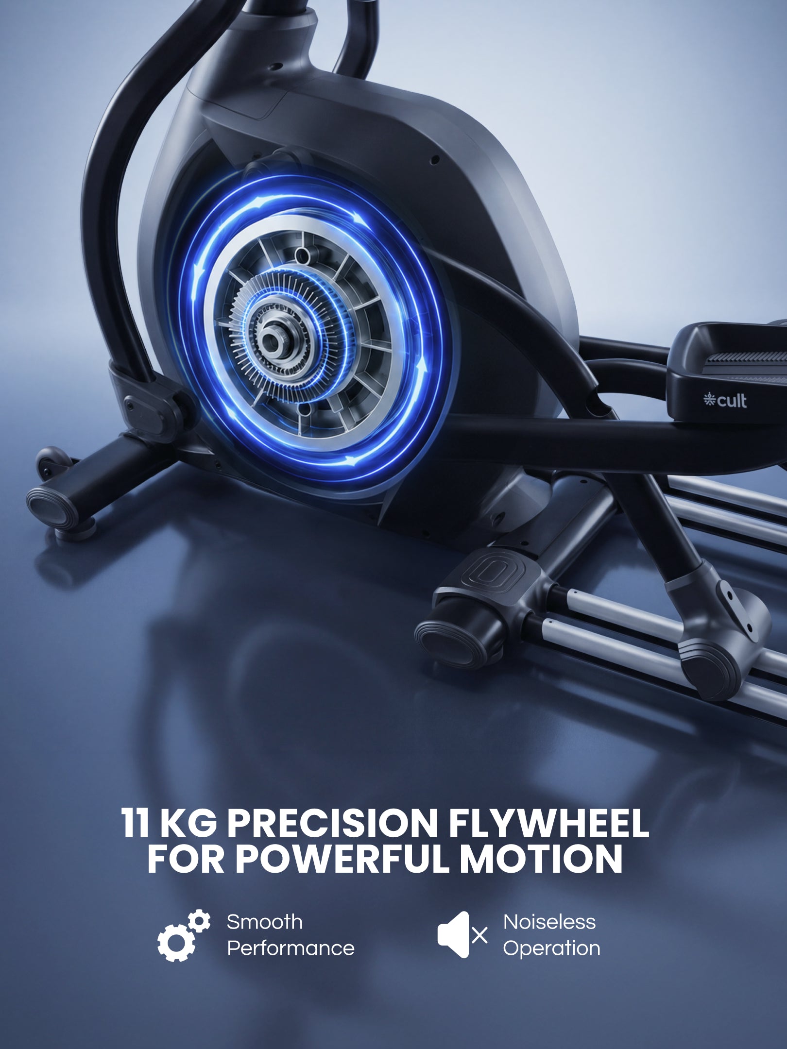 Cult Stratus Elliptical Cross Trainer for Home with 11 kg Flywheel | 150 kg Capacity | 19.6-Inch Natural Stride | 16-Level Electronic Magnetic Resistance | LED Display