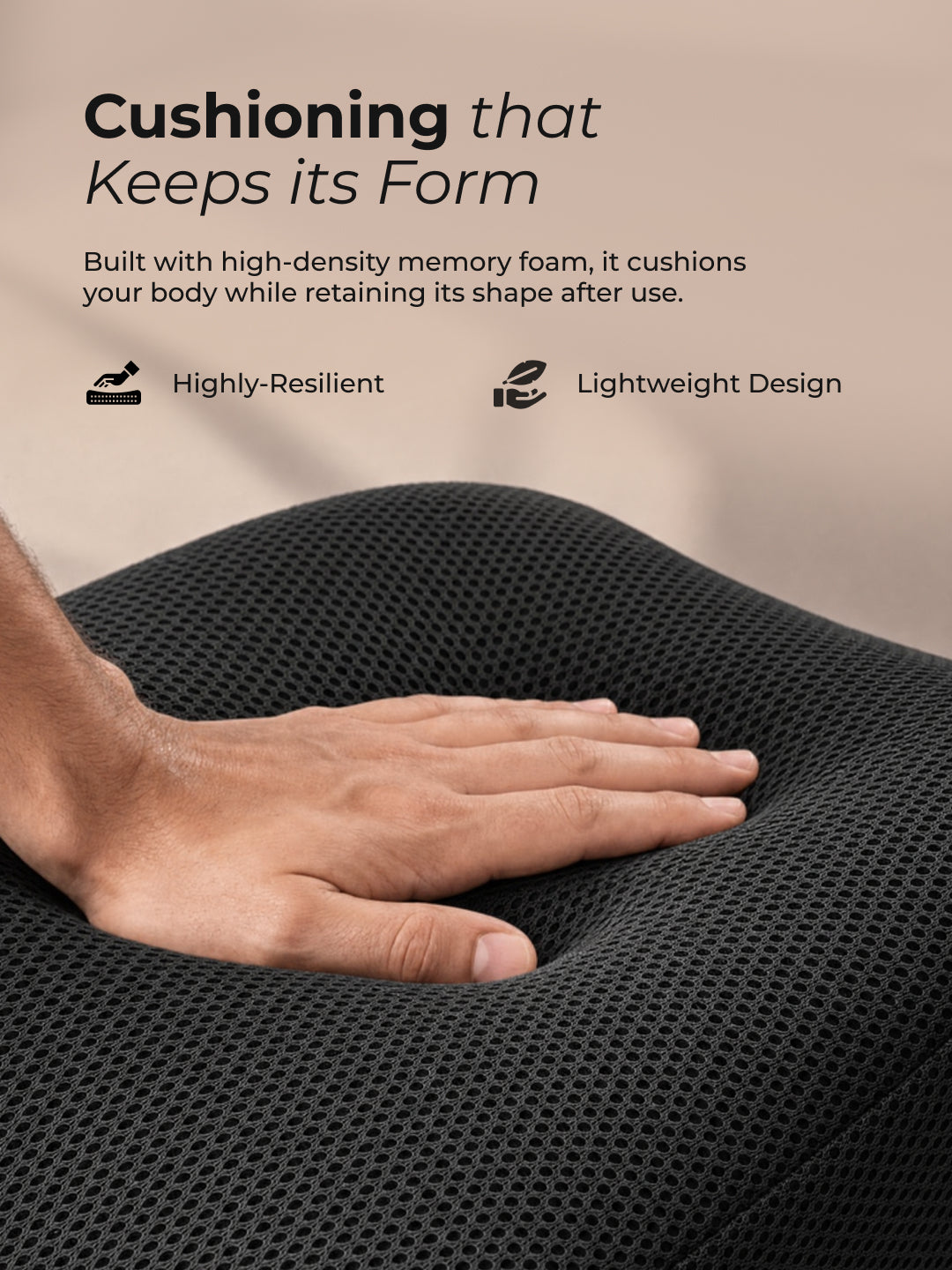 CULT Long Back Support Pillow for Full Back Lumbar Support Cushion for Bed Sofa Office Chair and Relaxation Black