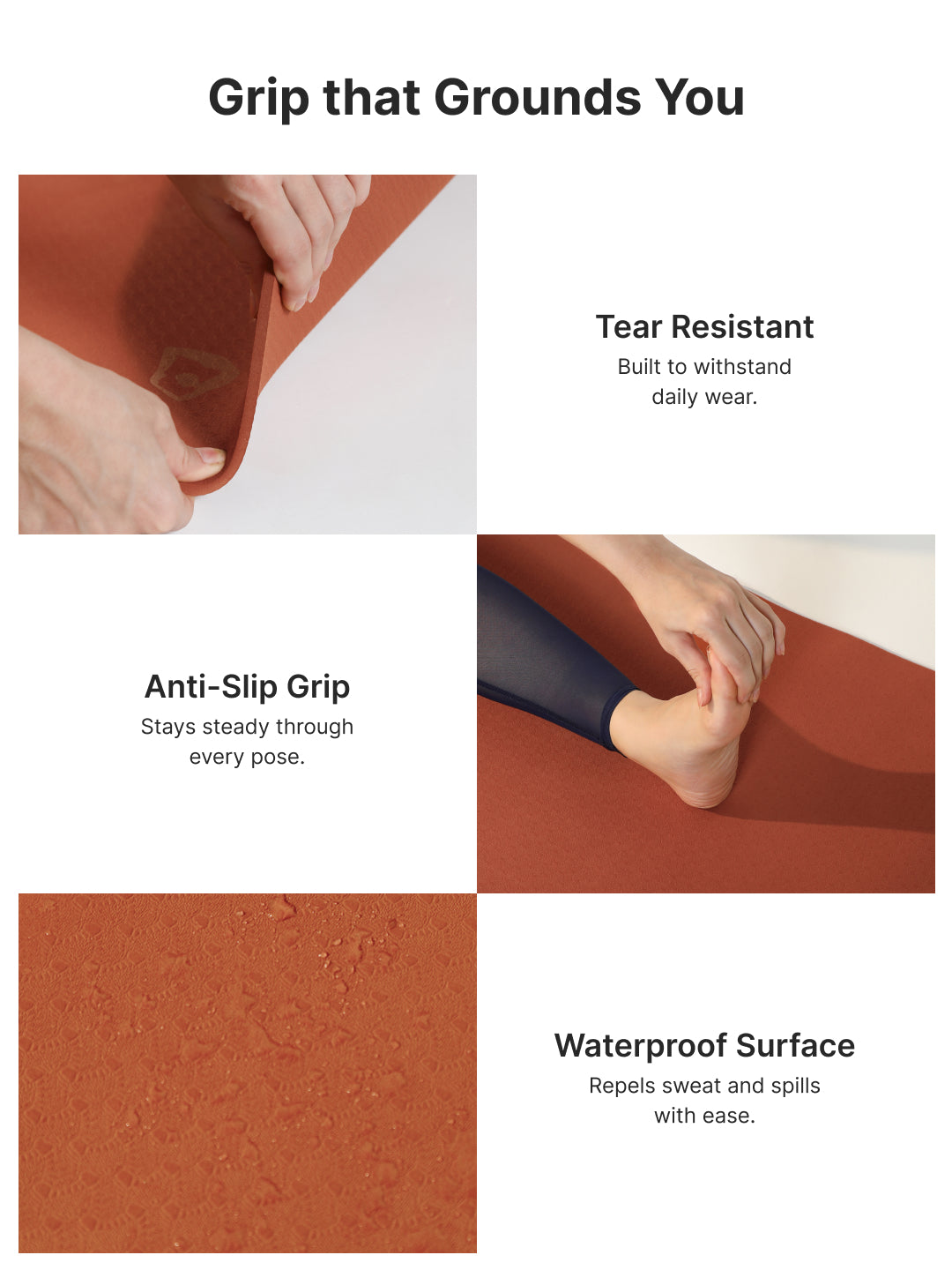 Cult TPE Yoga Mat, Non-Toxic Latex-Free, Anti-Slip, Extra-Thick Cushioning, Tear-Resistant, Travel Strap 6mm (Brown)