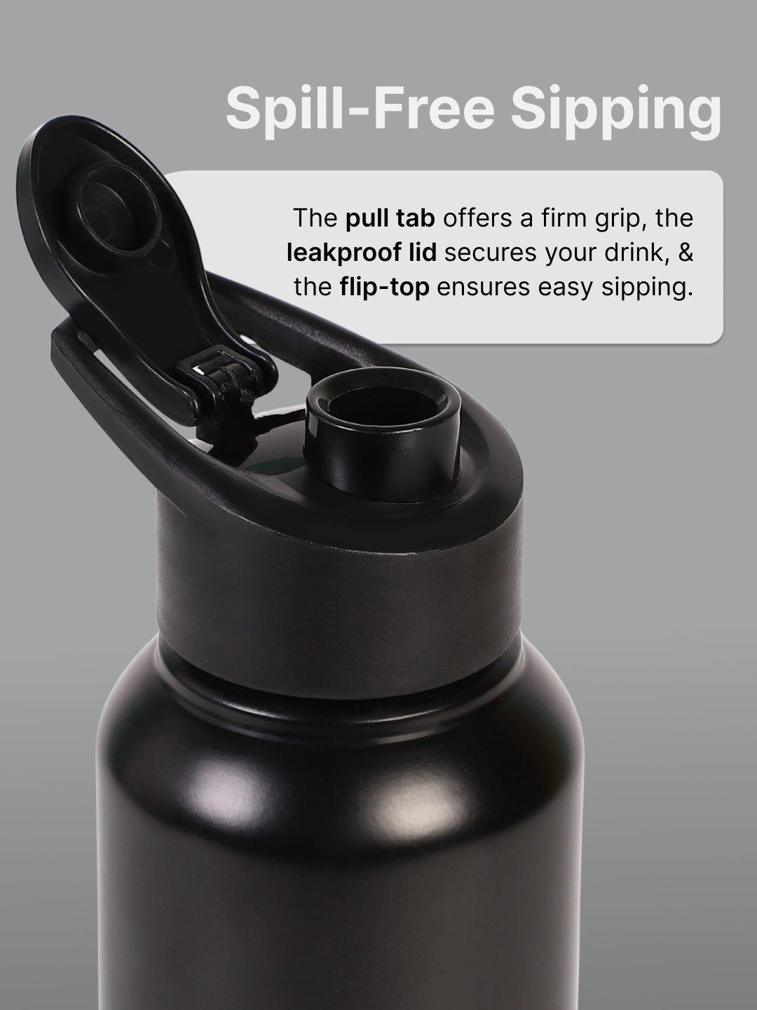 cult Steel Bottle 1Ltr With Sports Cap Black - 10 years of cult