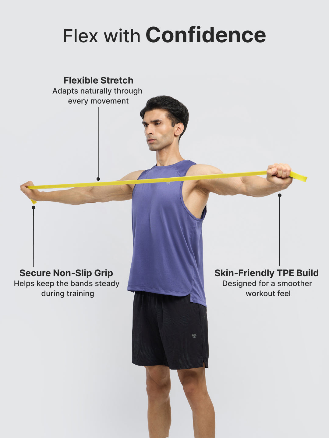 cult Resistance Band(15-30kgs Resistance)for Men & Women Yellow Grey (15 - 30kgs Resistance)