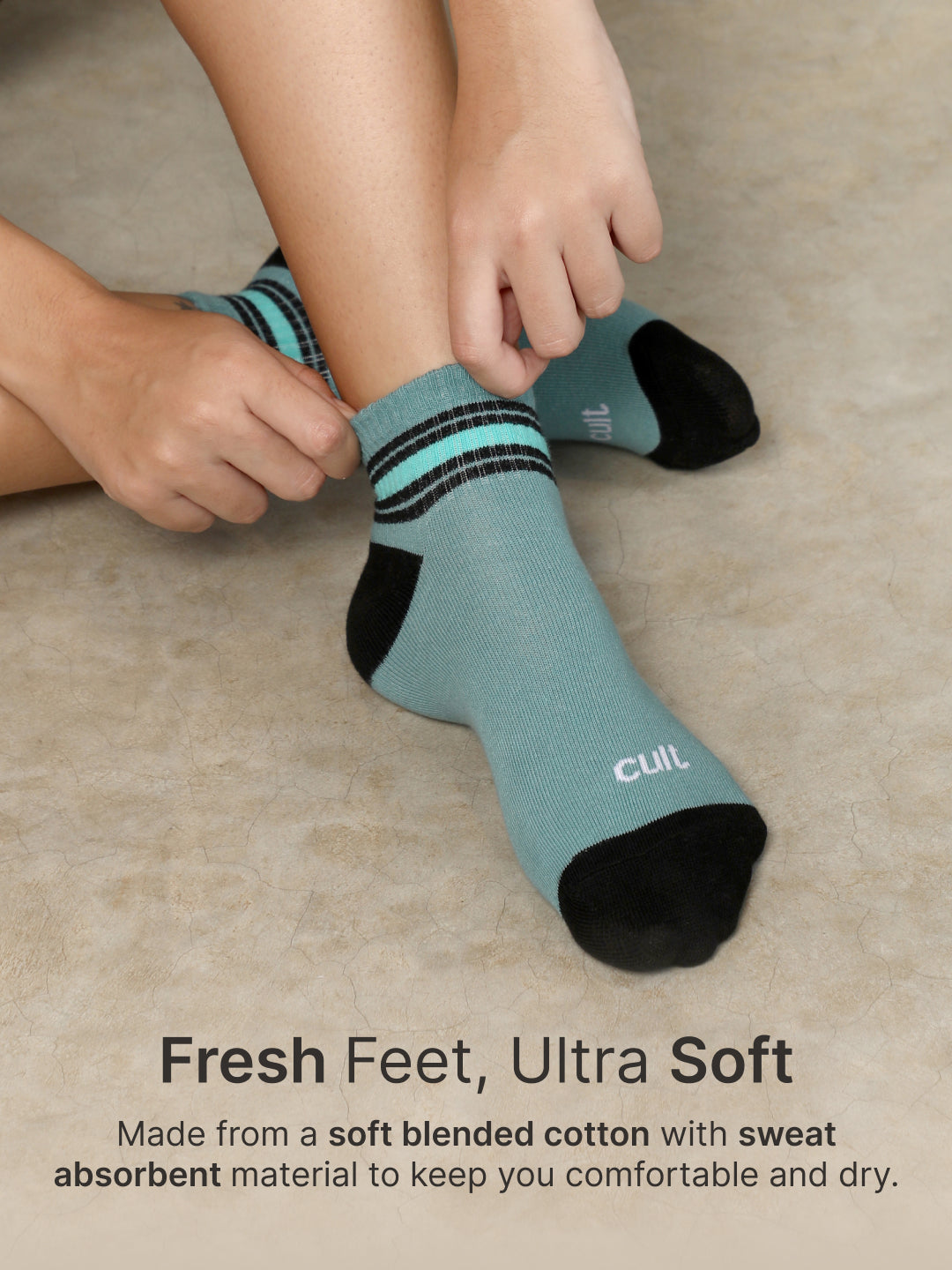Sports Ankle Length Pack of 3 Olive,Teal & Maroon Patterned Women's Socks