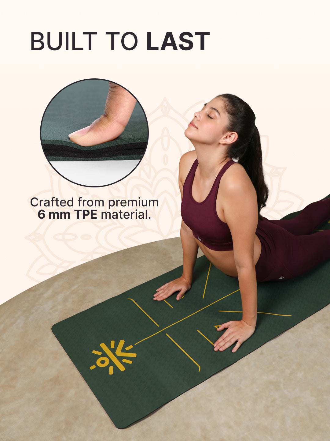 cult Mindful Movement Yoga Kit - Yoga Mat TPE 6mm Green Alignment ,Yoga Block Green Pair of 2 & Yoga Belt Black