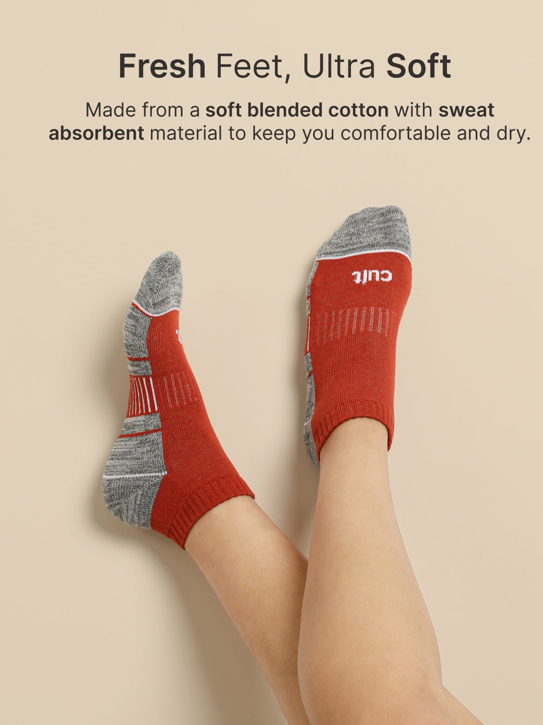 Sports Ankle Length Pack of 3 Rust,Coral & Navy Patterned Women's Socks