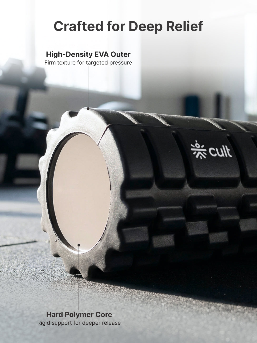 cult Foam Roller Black - Muscle Recovery & Deep Tissue Massage