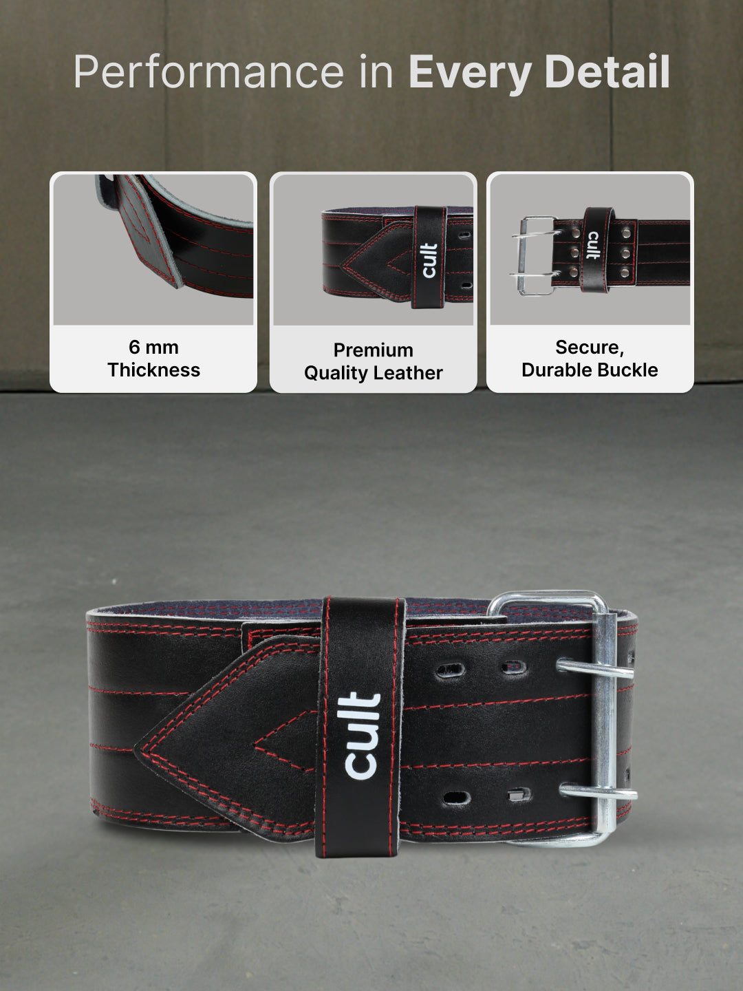 cult Gym Belt Black Leather Unisex