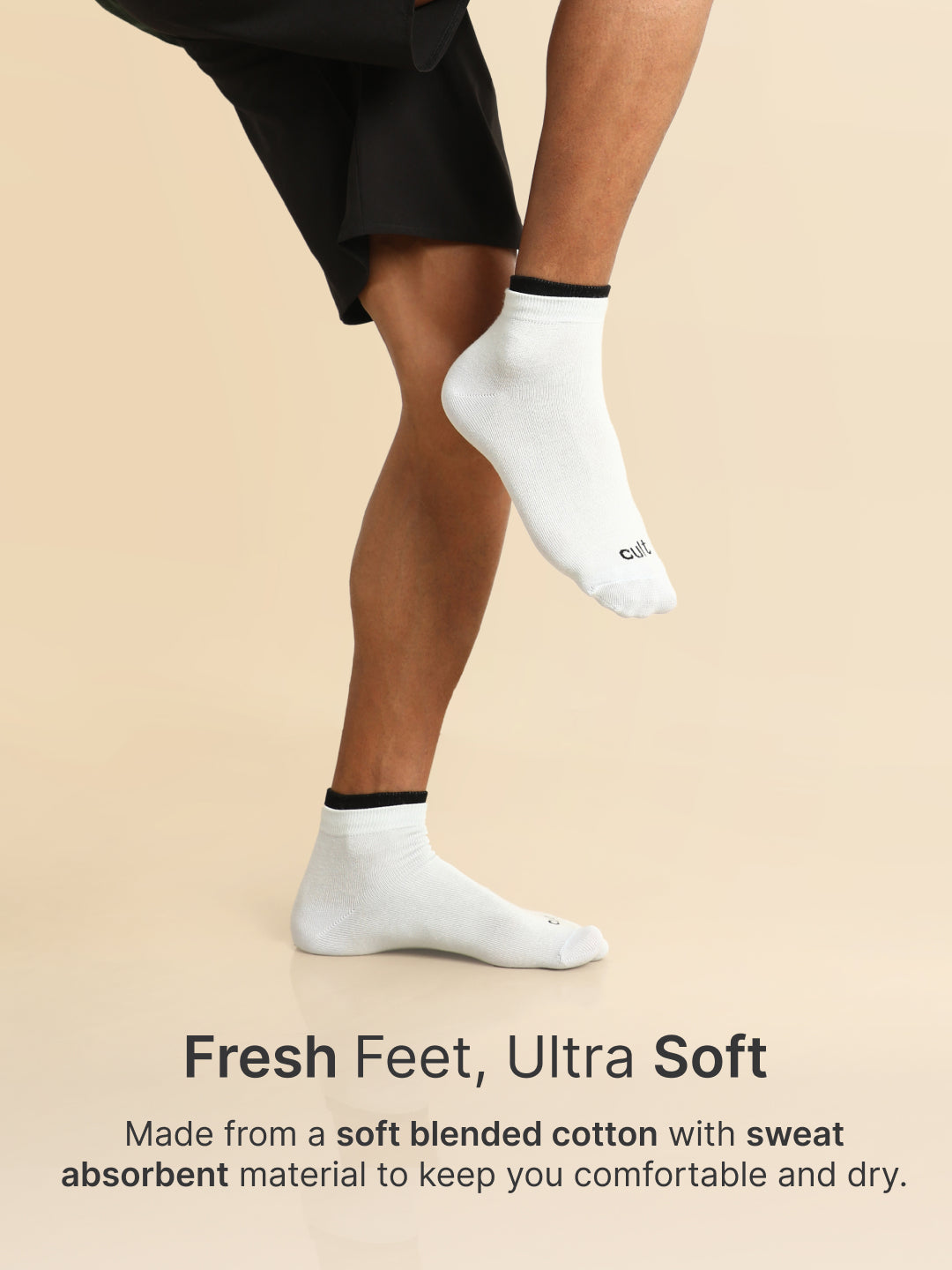 Casual Ankle Length Pack of 3 White,Yellow & Powder Blue Solid Men's Cotton Socks