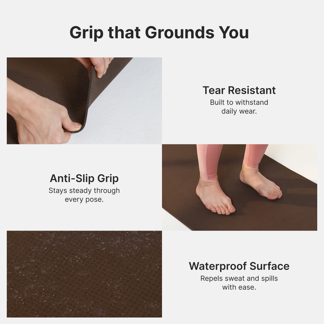 Cult Yoga Mat EVA 4mm with Carry Strap   Non-Slip, Lightweight, Cushioned & Sweat-Resistant Exercise Mat   Durable, Portable & Eco-Friendly Workout Mat for Yoga, Pilates, Home Gym & Fitness   Brown
