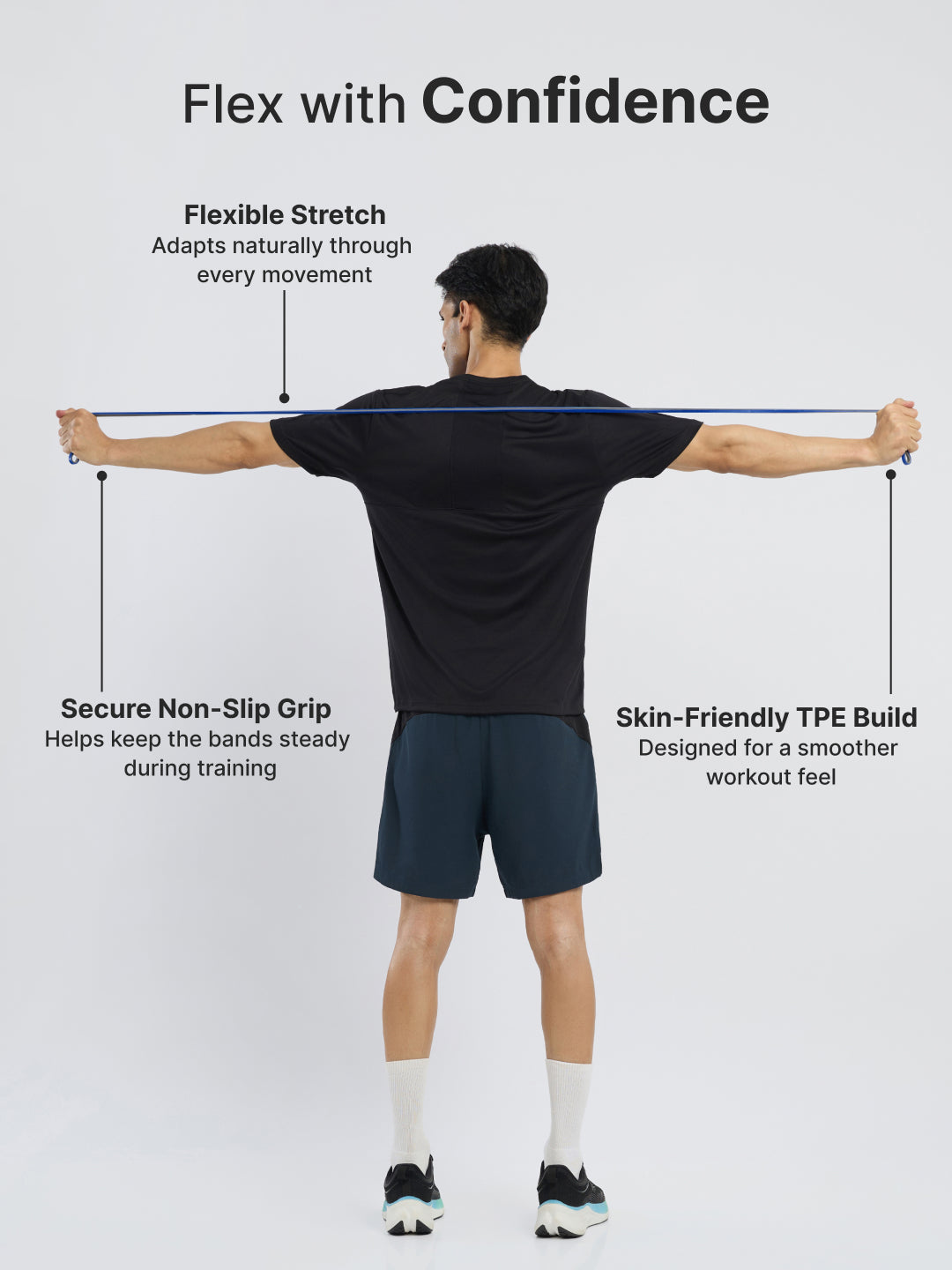 cult Resistance Band(2.5-7kgs Resistance)for Men & Women Blue Grey