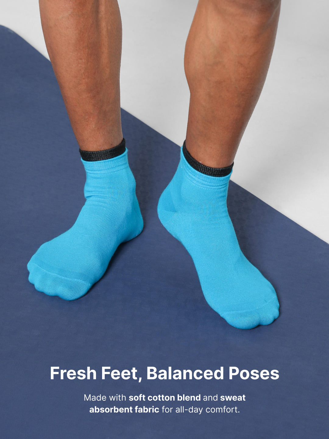 Yoga Anti-skid Ankle Length Pack of 2 Blue & Maroon Unisex Cotton Socks