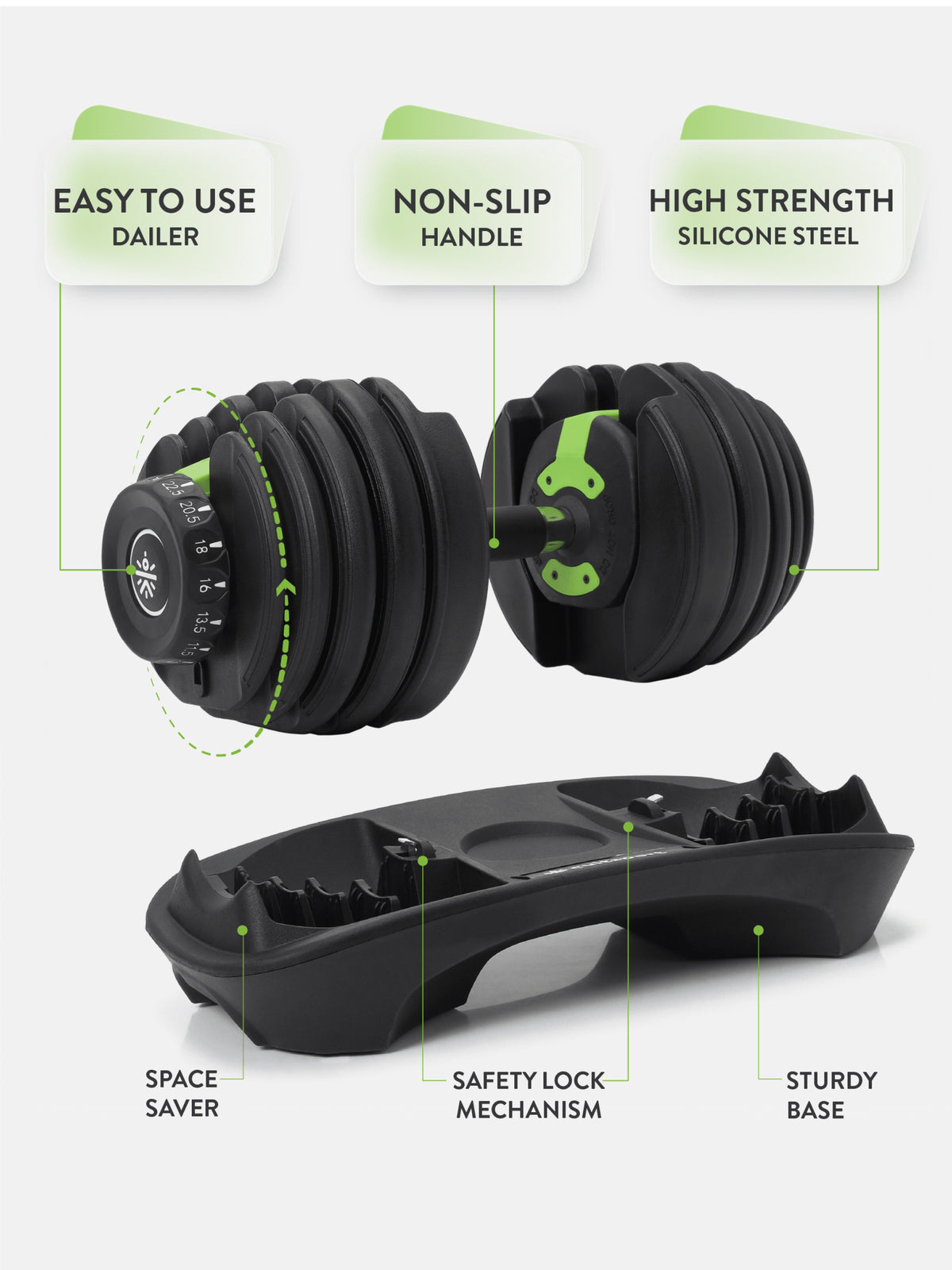24 kg Compact Adjustable Dumbbell (2.5kg to 24kg), Easy Weight Change: 15-in-1 (1 piece) (6 Months extended Warranty only on Cultsport.com)
