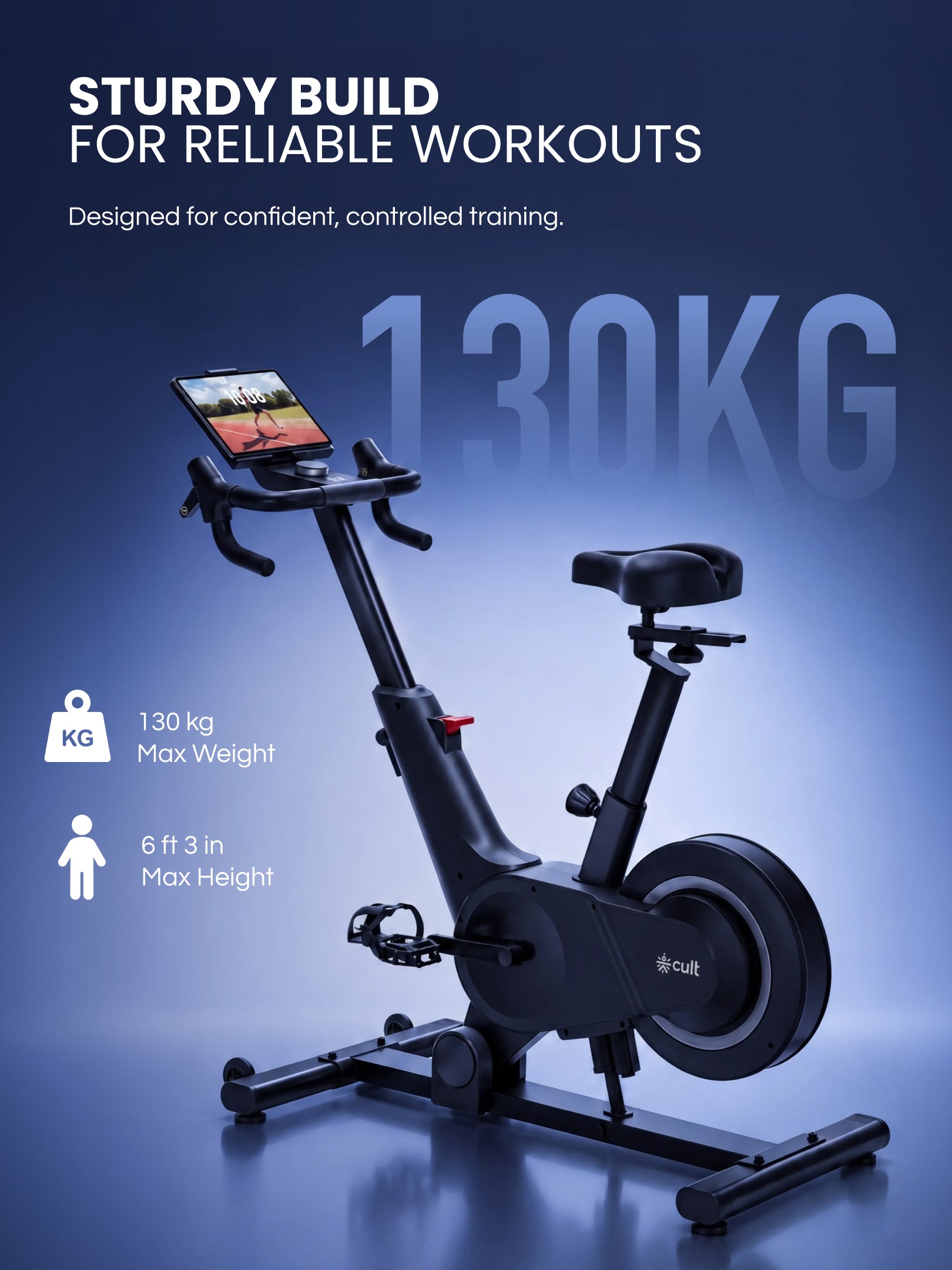 Cult Helix Magnetic Spin Bike with 8 Kg Flywheel | 8-Level Incline & Decline - Train for Hills, Flats, and Descents | 32-Level Magnetic Resistance | 120 Max User Weight | 3 Preset Programs - Black