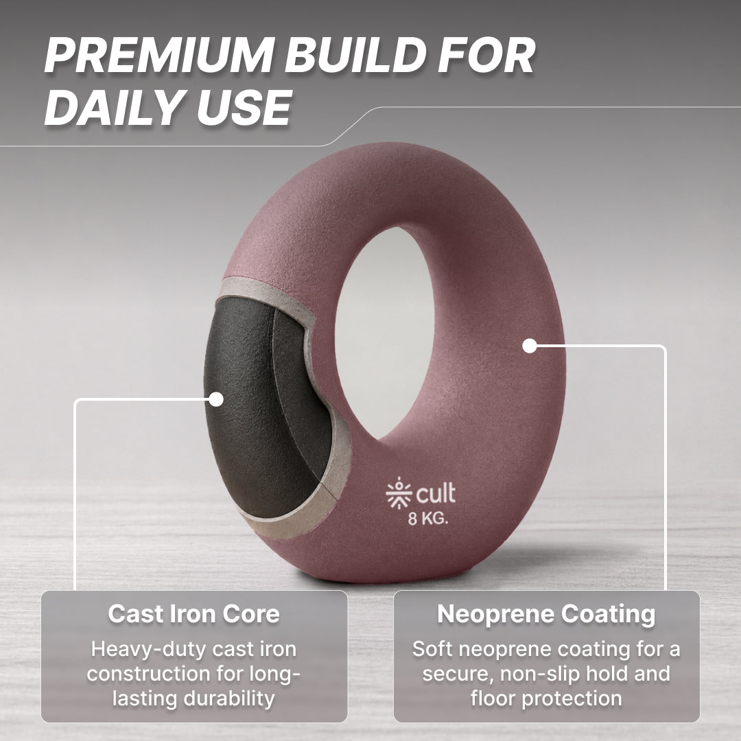 Cult Moon Kettlebell 8 Kg with Neoprene Coating, Cast Iron Core, Wide Handle & Stable Base for Strength Training & Home Workouts (with 6 Months Extended Warranty)