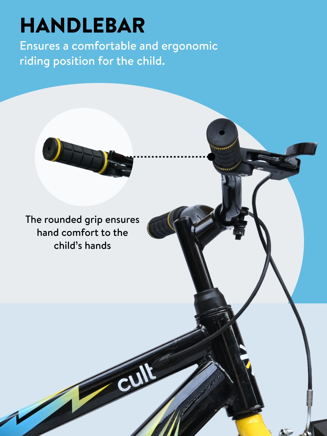 Brave 20T Black Steel Kids Bike with Single Wall Rim, Rigid Fork and Free Trainer Sessions and Cycling Event