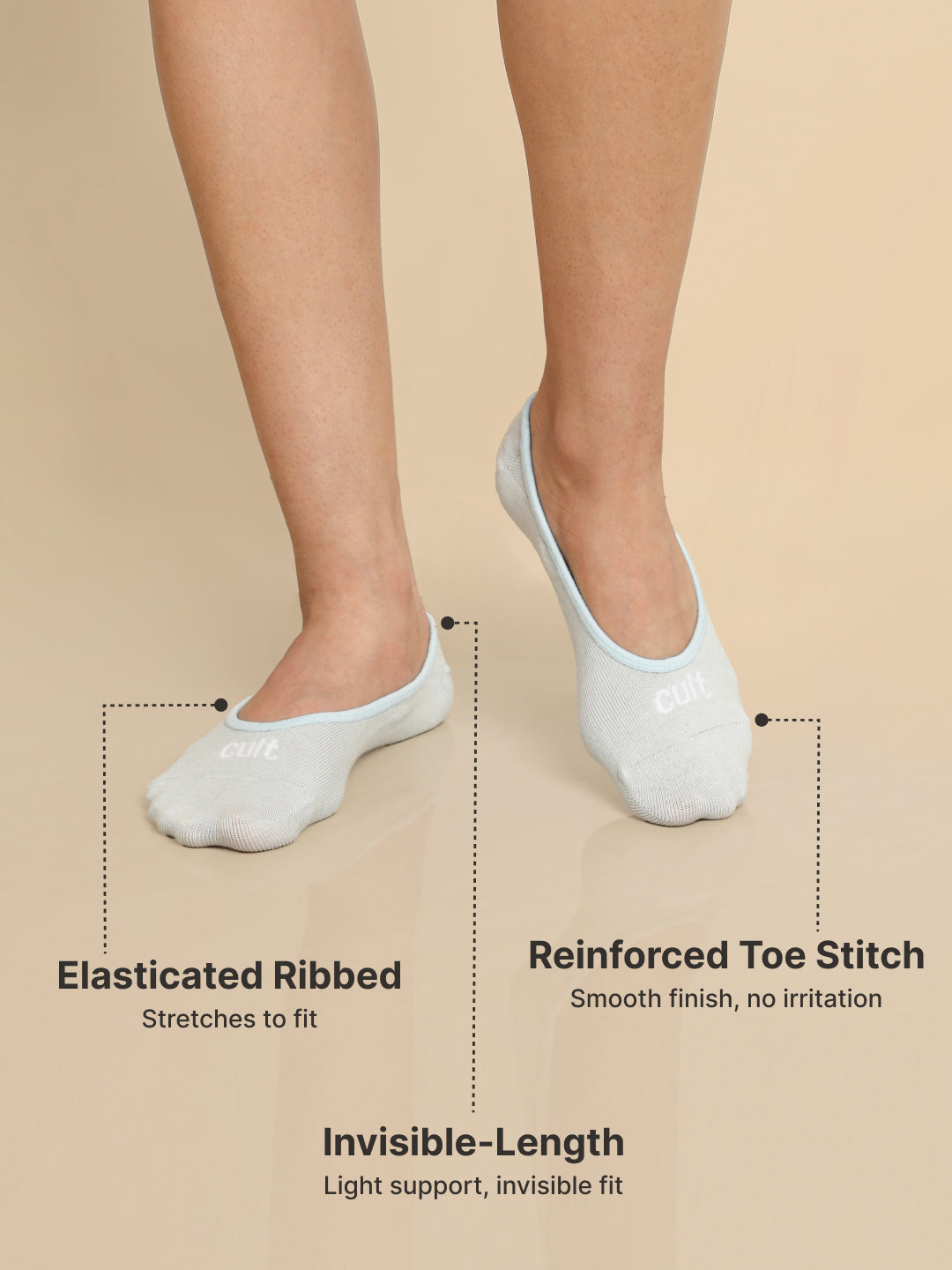 Casual Low Cut Invisible Pack of 3 Grey,Powder Blue & Black Terry Solid Women's Socks