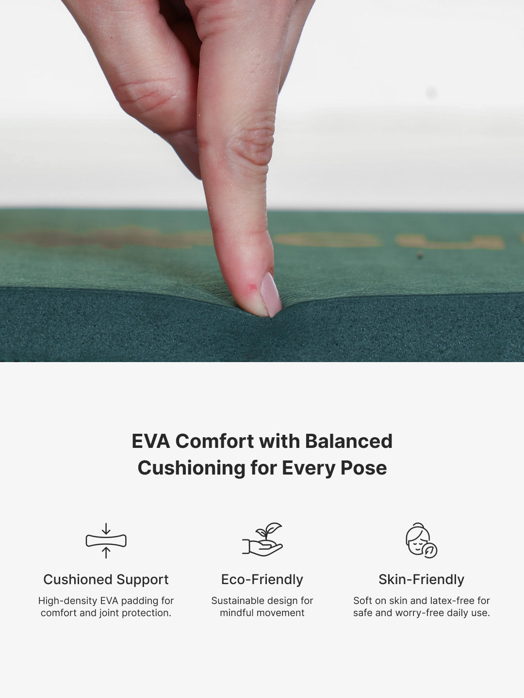 Pack of 2 EVA Yoga Knee Pads 20mm Green Non-Toxic, Anti-Skid & Durable