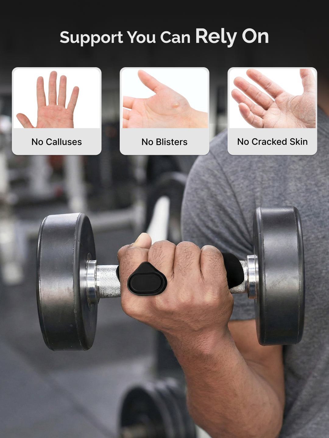 Cult Silicone Hand Grip for Gym & Weightlifting Non-Slip Grip Support with Palm Protection Sweat-Resistant & Durable Black
