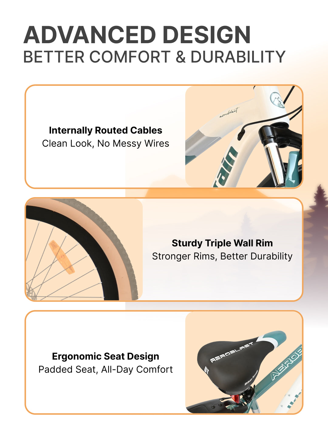 Aeroblast Mountain Bike Alloy Frame 21 Speed Cycle 27.5 inch With Front Suspension, Triple Wall Rim and Dual Disc Brakes, Ideal For 5.2 ft to 6 ft, 15+ Years, Unisex (WhiteBlue)