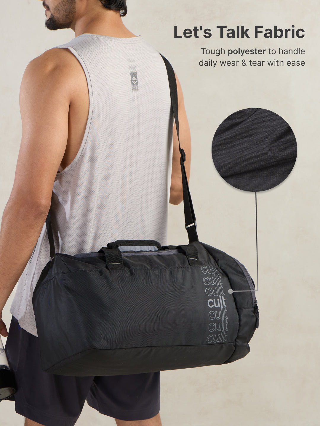 Cult Unisex Black Duffle Bag with Shoe Compartment