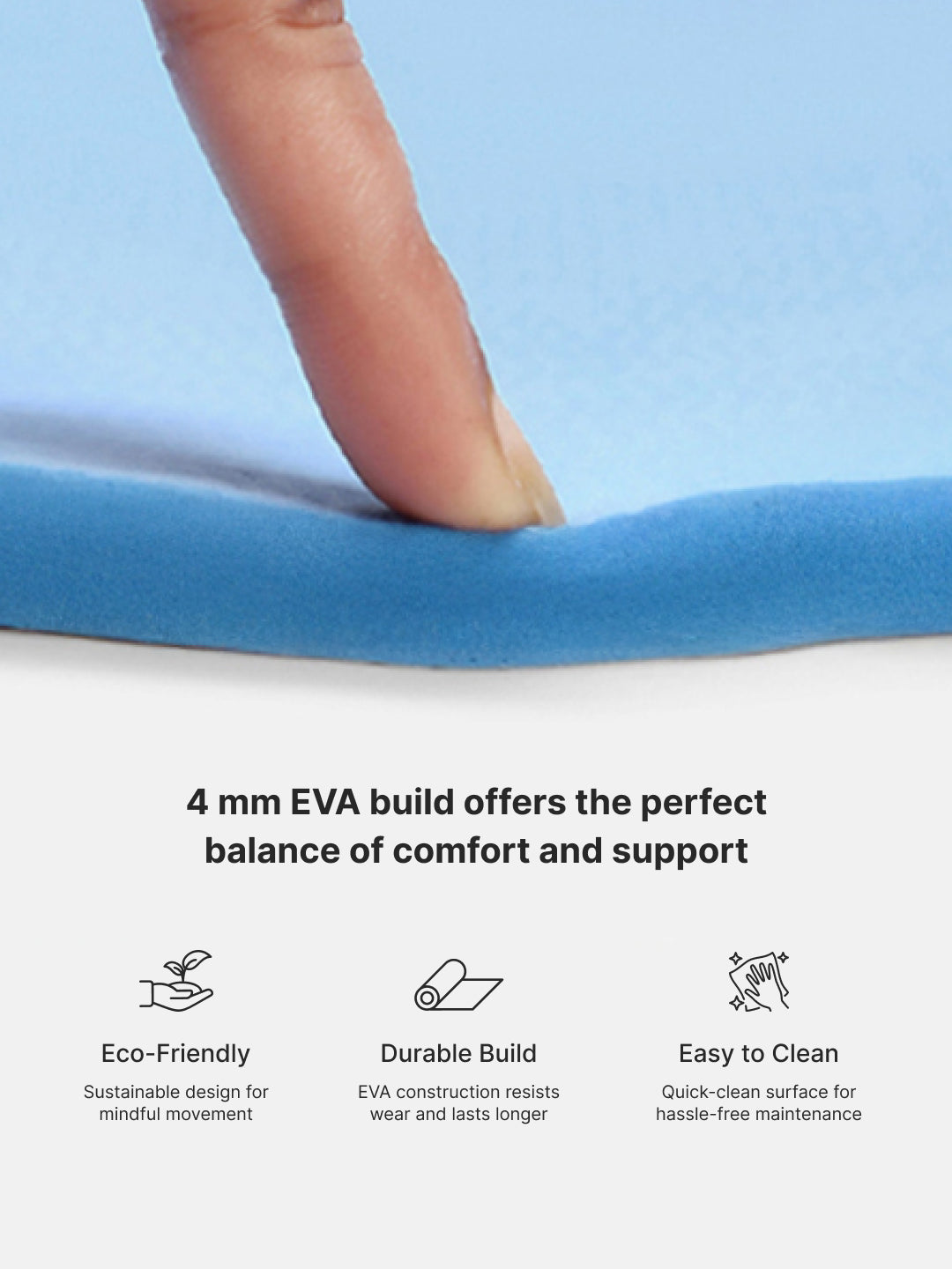 Cult Yoga Mat 4mm EVA with Carry Strap   Lightweight, Non-Slip, Cushioned & Sweat-Resistant Exercise Mat   Eco-Friendly Workout Mat for Yoga, Pilates, Meditation & Home Gym   Blue
