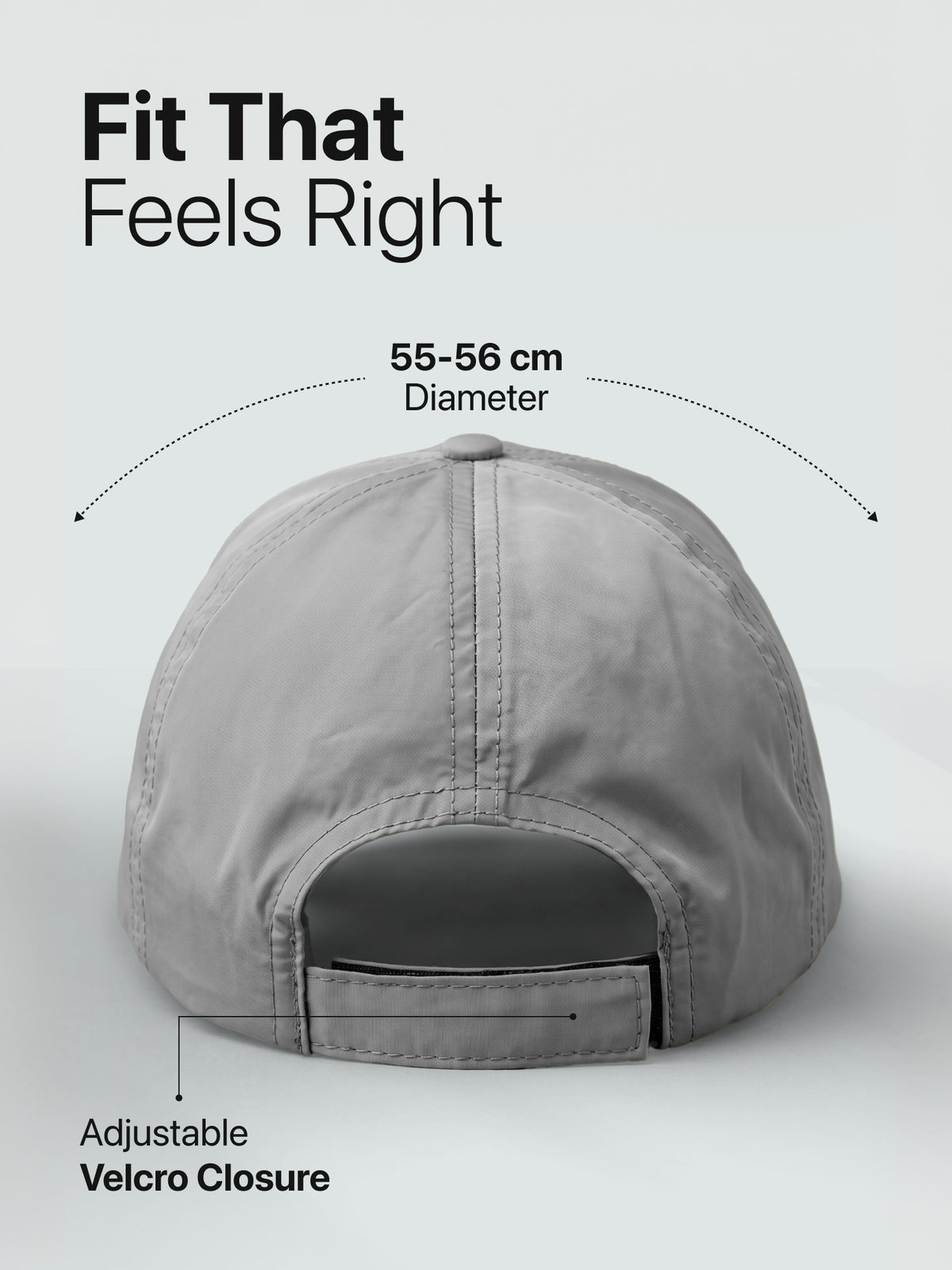 CULT Dry Fit Sports Cap for Men & Women Lightweight Quick Dry Running Cap with Sweatband, UV Protection, Reflective Detailing Adjustable Velcro Closure Grey