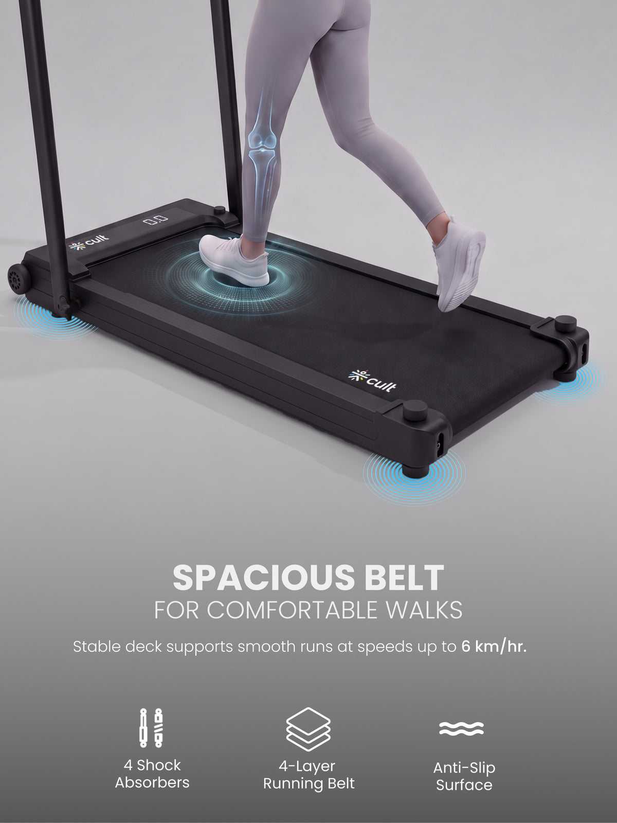 Cult Dual-Side Walkpad with Vibration & Acupressure Massage Grooves | 4 HP BLDC Motor | Max User Weight 120Kg | Remote Control & Tablet Holder | Treadmill for Home ( 6 months extended warranty)
