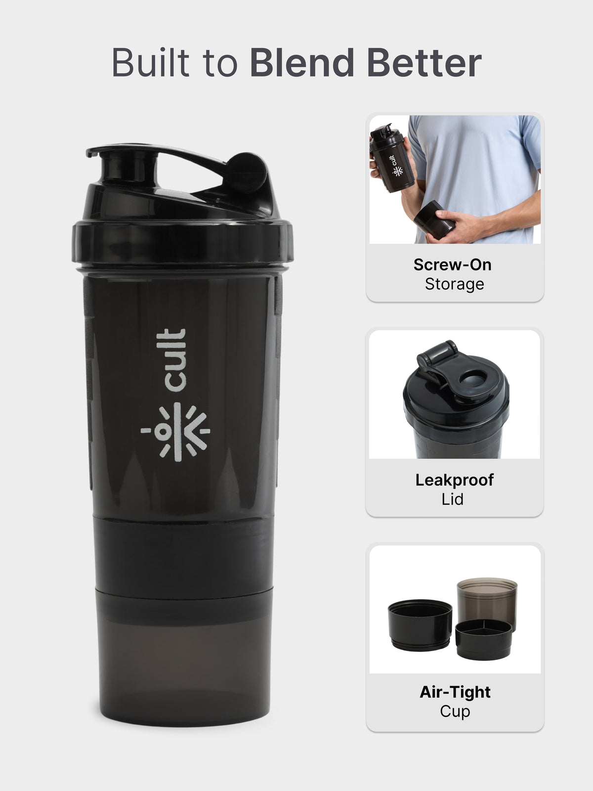 Cult Gym Bag 35Lwith Shaker Bottle 550ml Black
