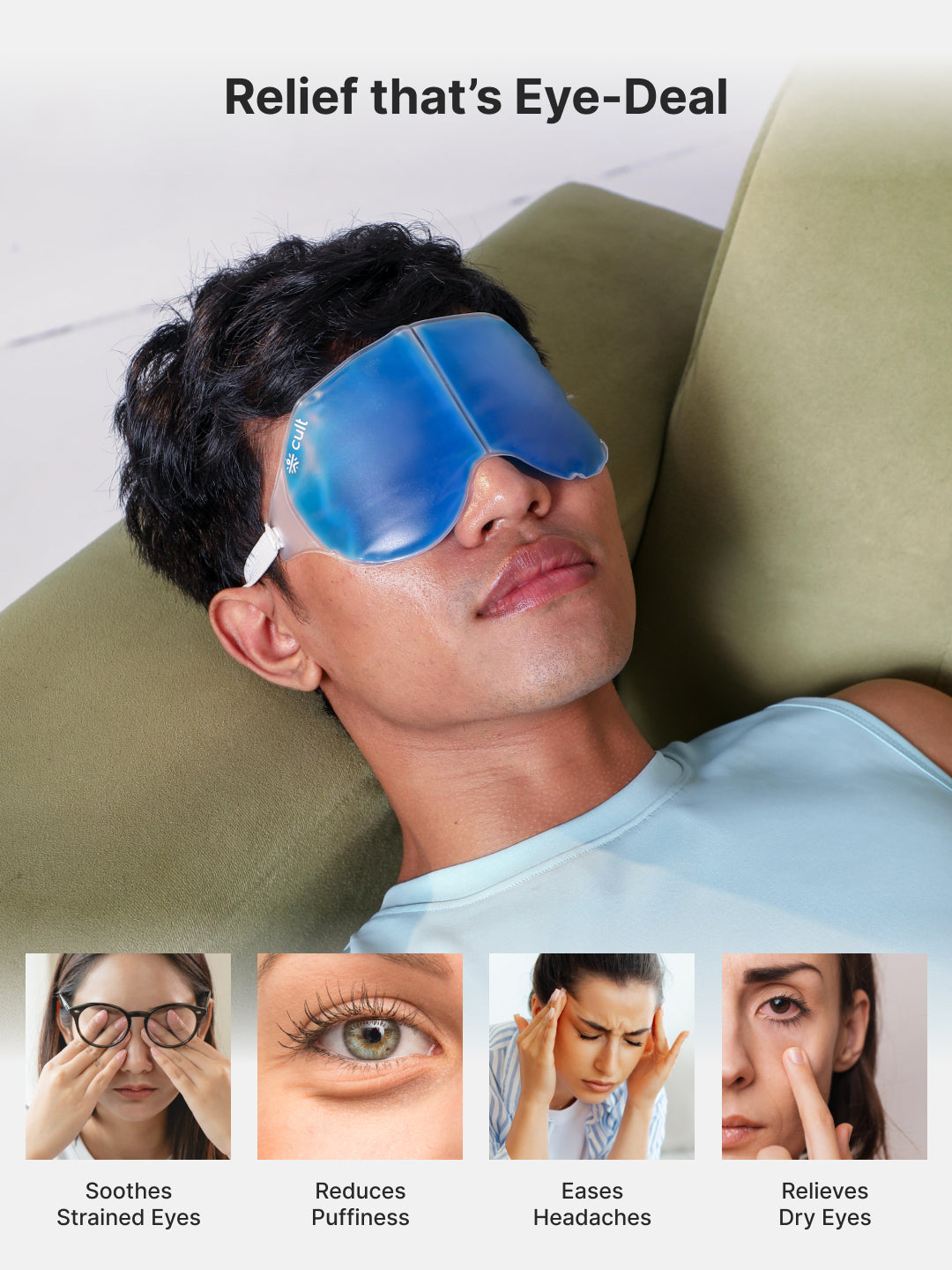 Hot & Cold Gel Pack with Eye Mask Reusable Pain Relief for Headaches, Puffiness, Injuries & Everyday Recovery Pack of 3