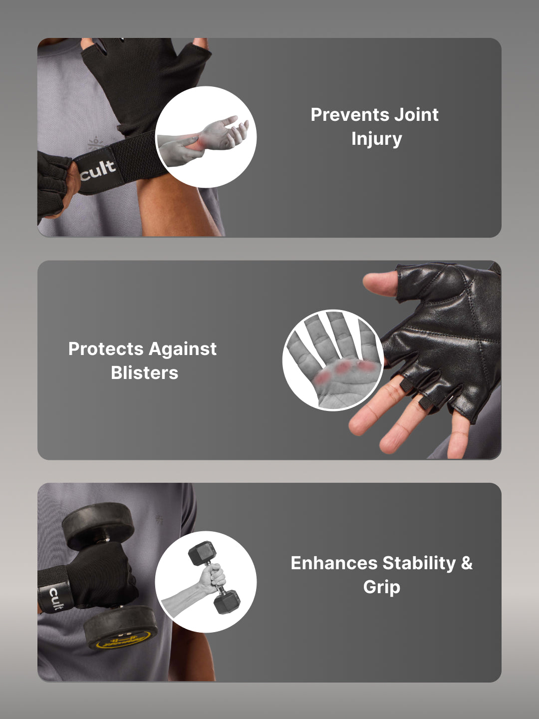 cult Gym Gloves for Men & Women With Wrist Support Accessories for Weightlifting, Training, Exercise, Cycling Gloves Fitness Gloves Black