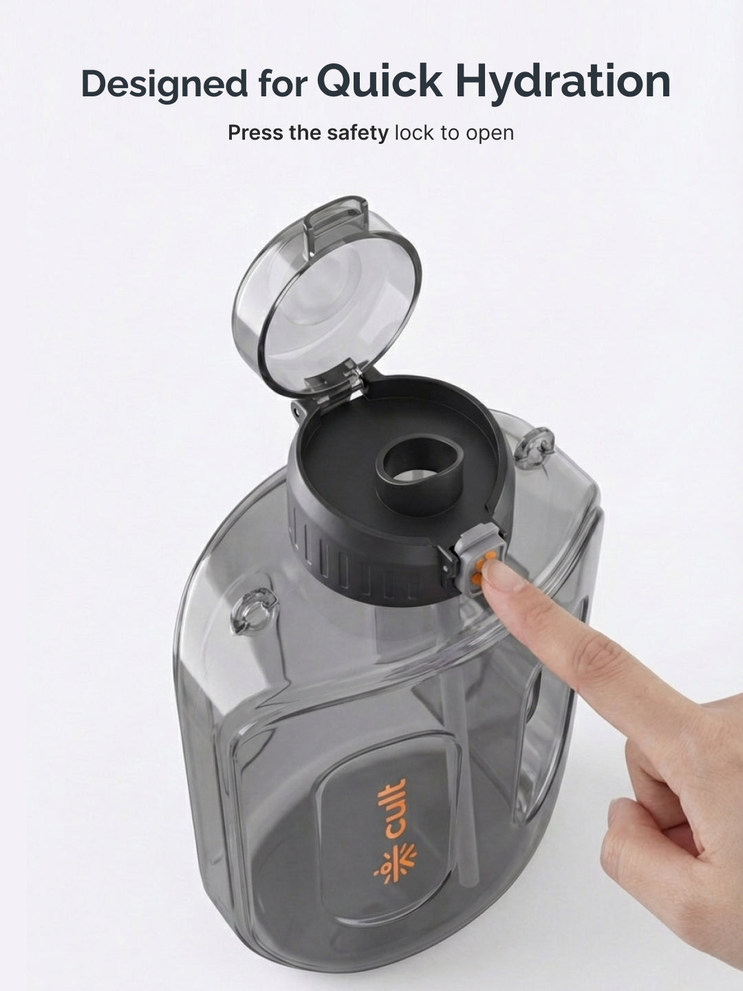 Cult Mini Gallon 1.6L Water Bottle with Straw & Strap BPA-Free Leakproof Gym Bottle 1600ml Hydration Bottle Black