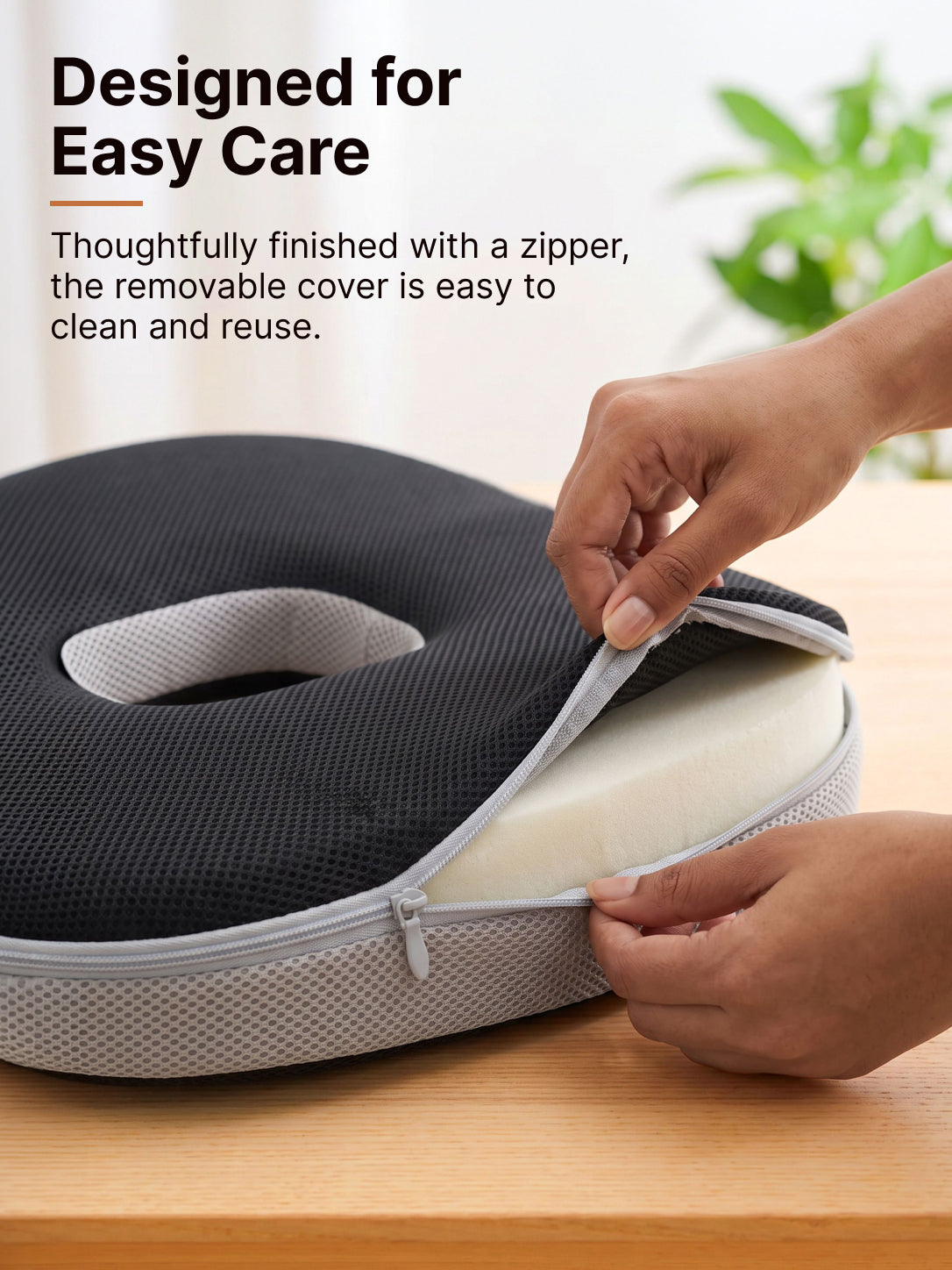 CULT Donut Pillow for Tailbone and Coccyx Cushion Support for Sitting Office Chair Car Seat and Home Use Grey